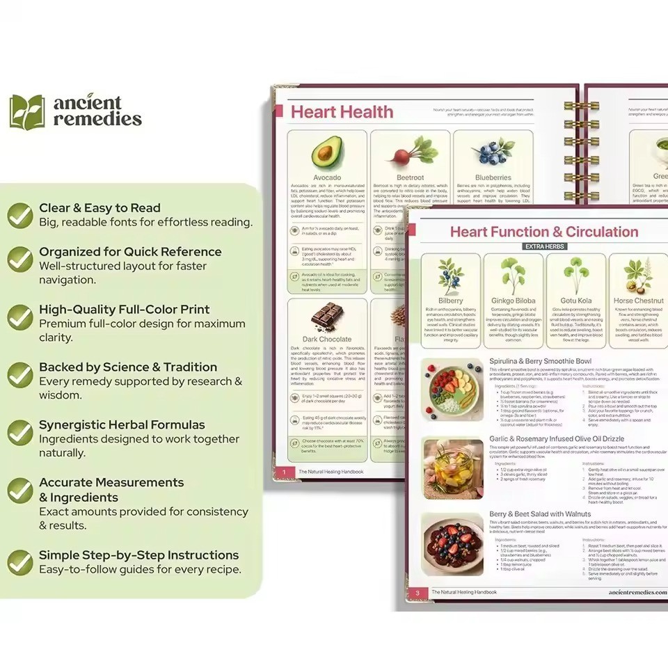 Plant Theme Eating Recipe Human Health Guide Book Spiral Binding Natural Book