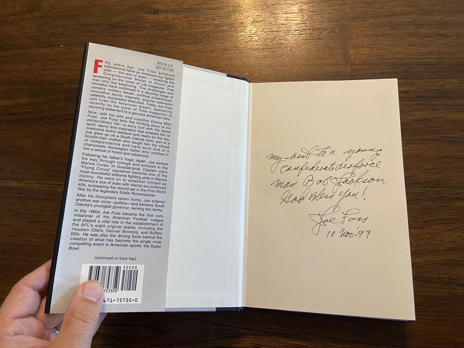 SIGNED A Proud American By Joe Foss 1st Printing First Edition 1992 Hardcover