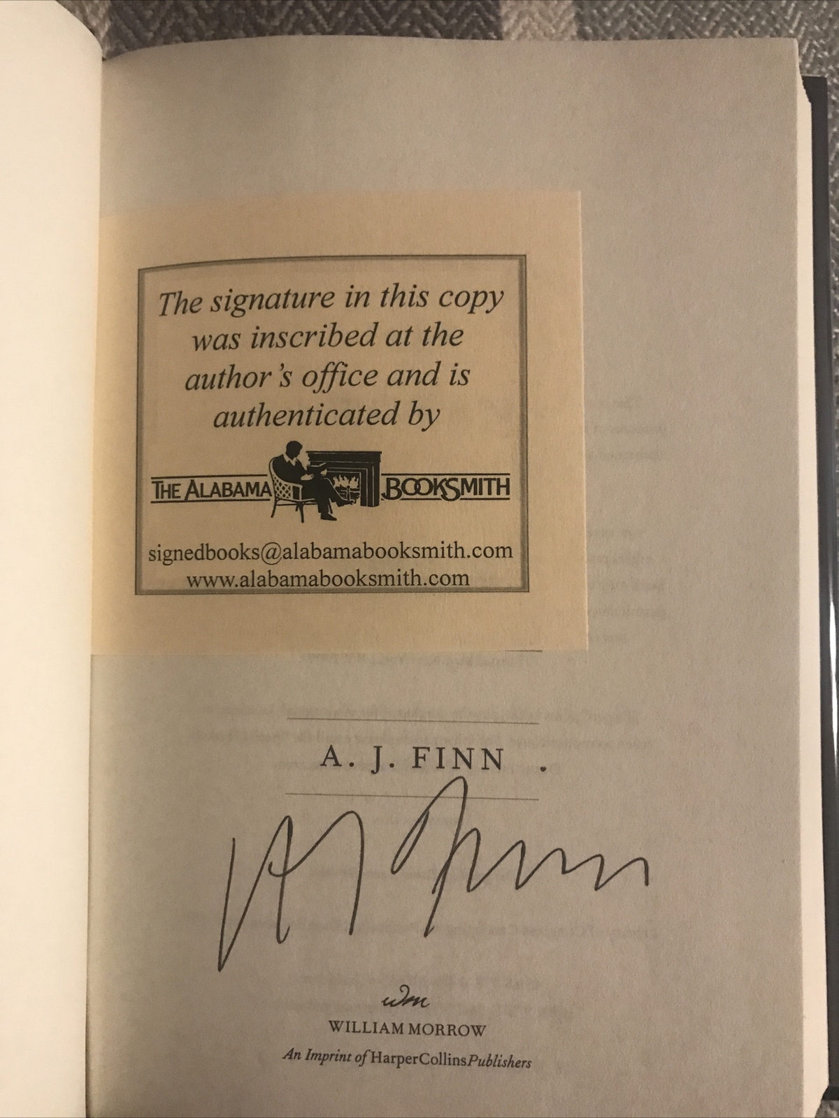 The Woman in the Window  by A. J. Finn (Hardcover) Signed First Edition COA