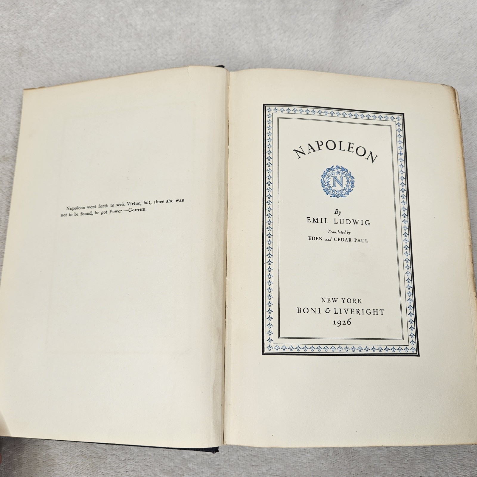 1926 Napoleon By Emil Ludwig Boni & Liveright Hardcover Book 1-5 In One