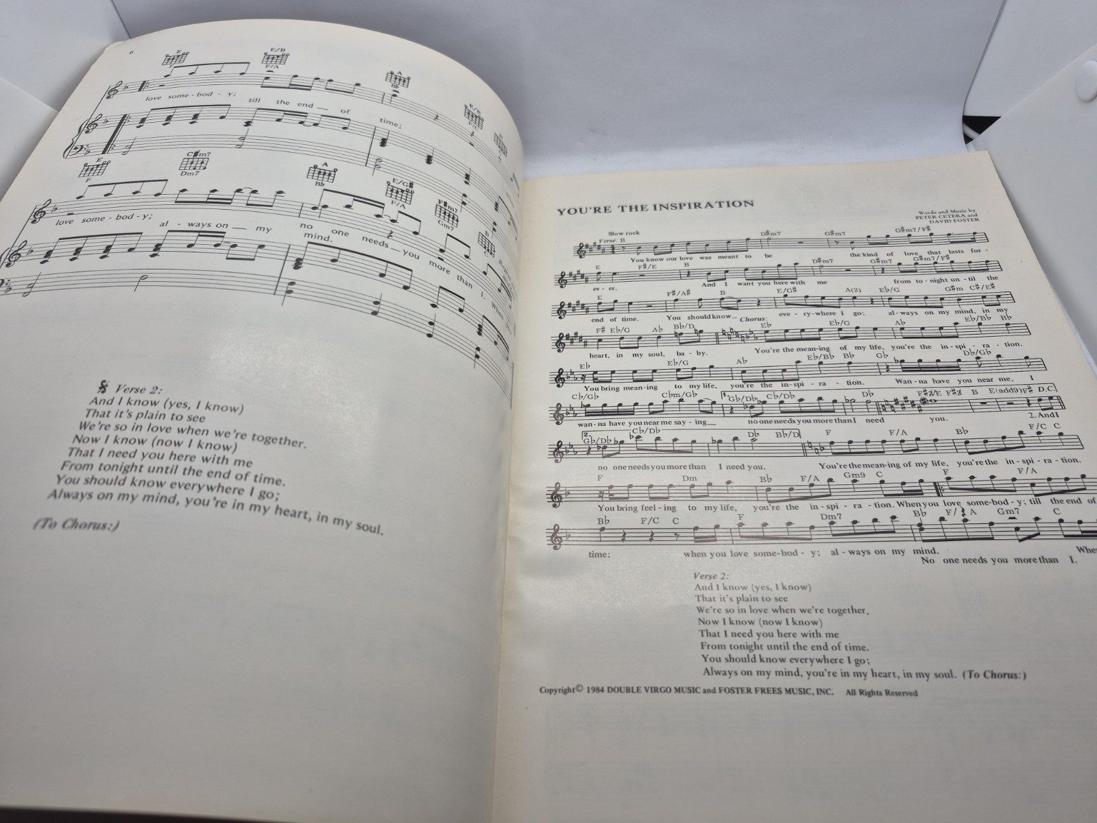 You’re The Inspiration Chicago 1984 Sheet Music Piano Vocal Guitar