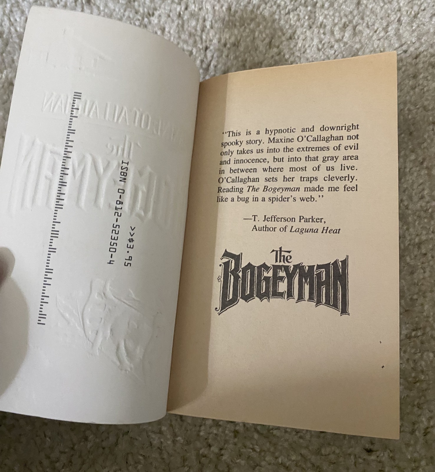 Vintage The Bogeyman by Maxine O’Callaghan PB Book TOR Horror First Printing