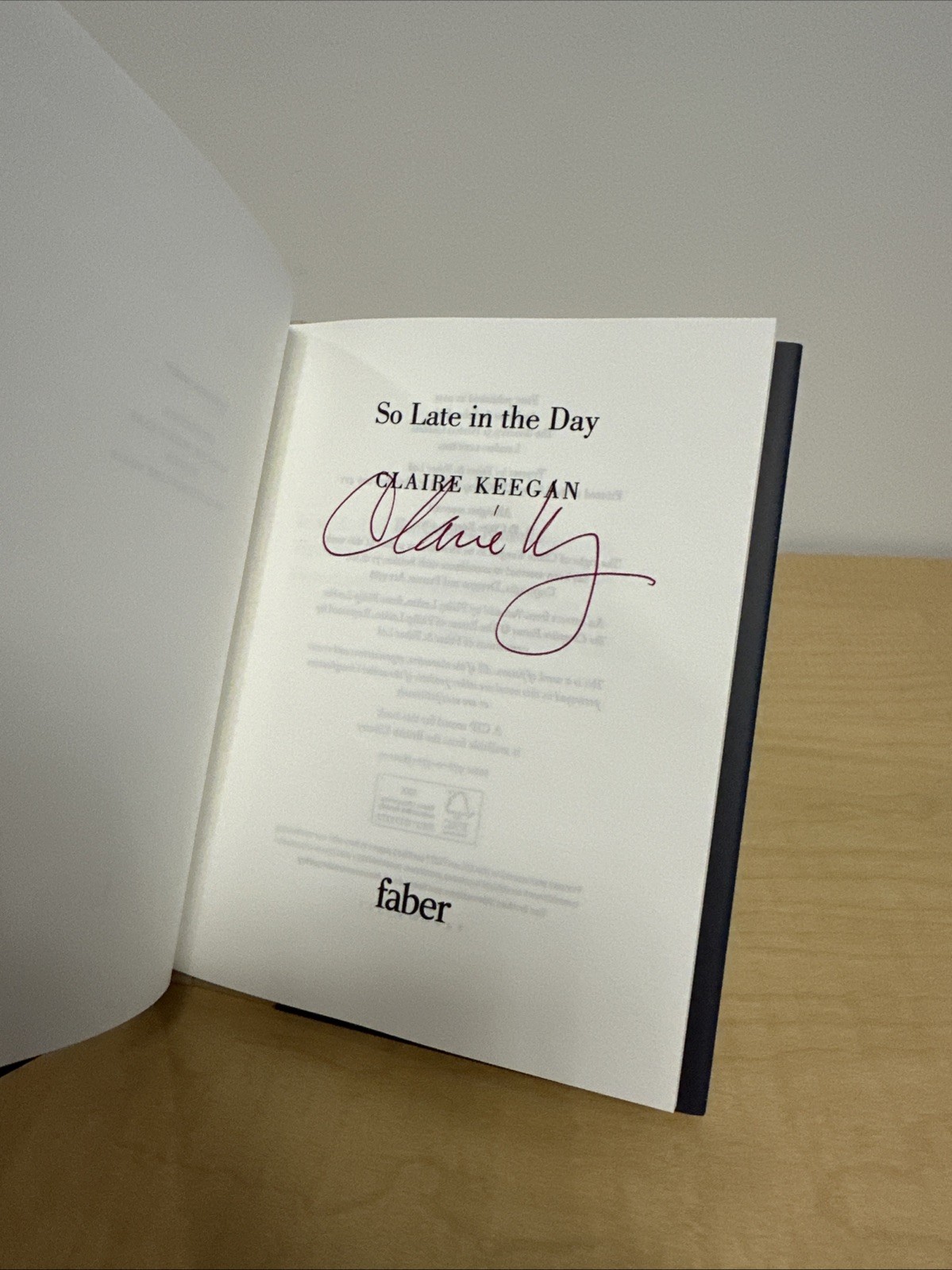 SIGNED COPY – So Late in the Day By Claire Keegan