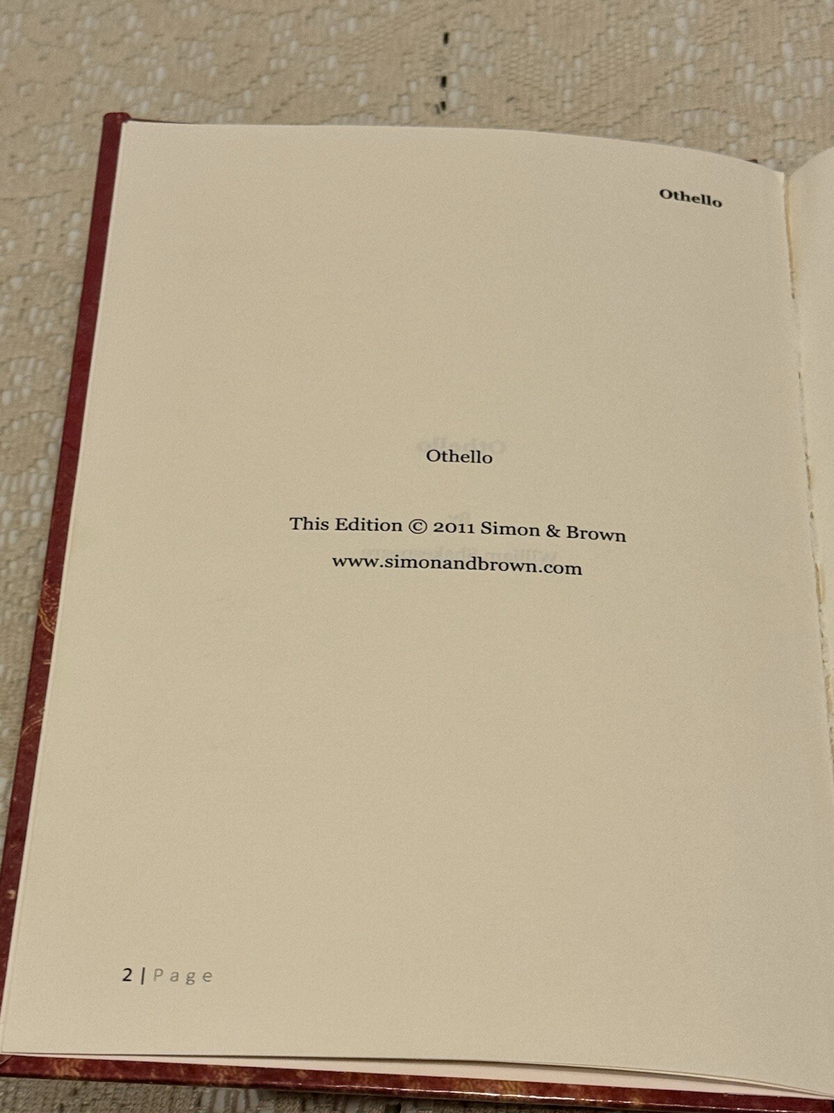 Othello by William Shakespeare, 2011 Hardcover book, Simon & Brown