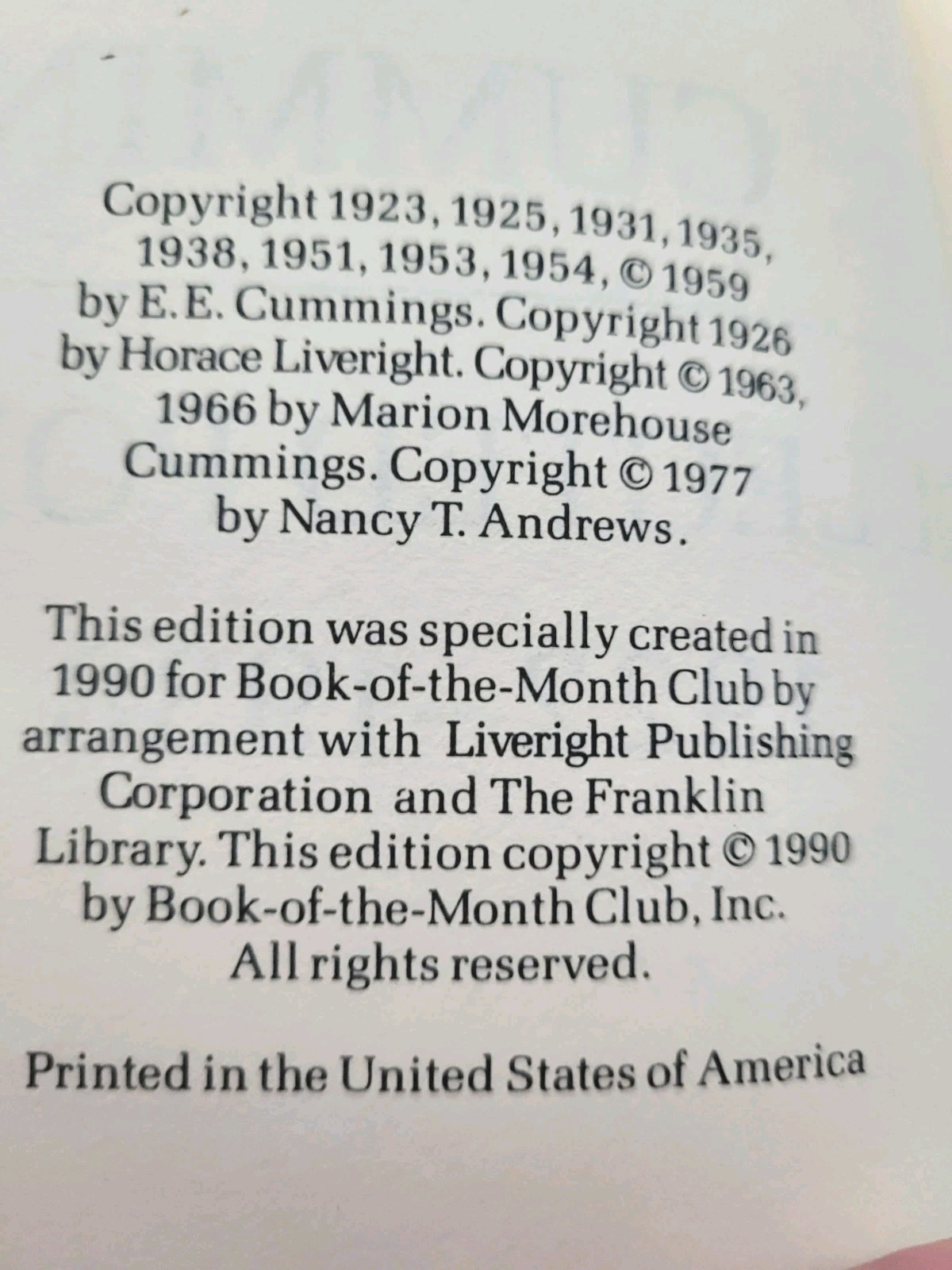 Hardcover Book: e.e. cummings Collected Poems 1922-1938, VG Condition