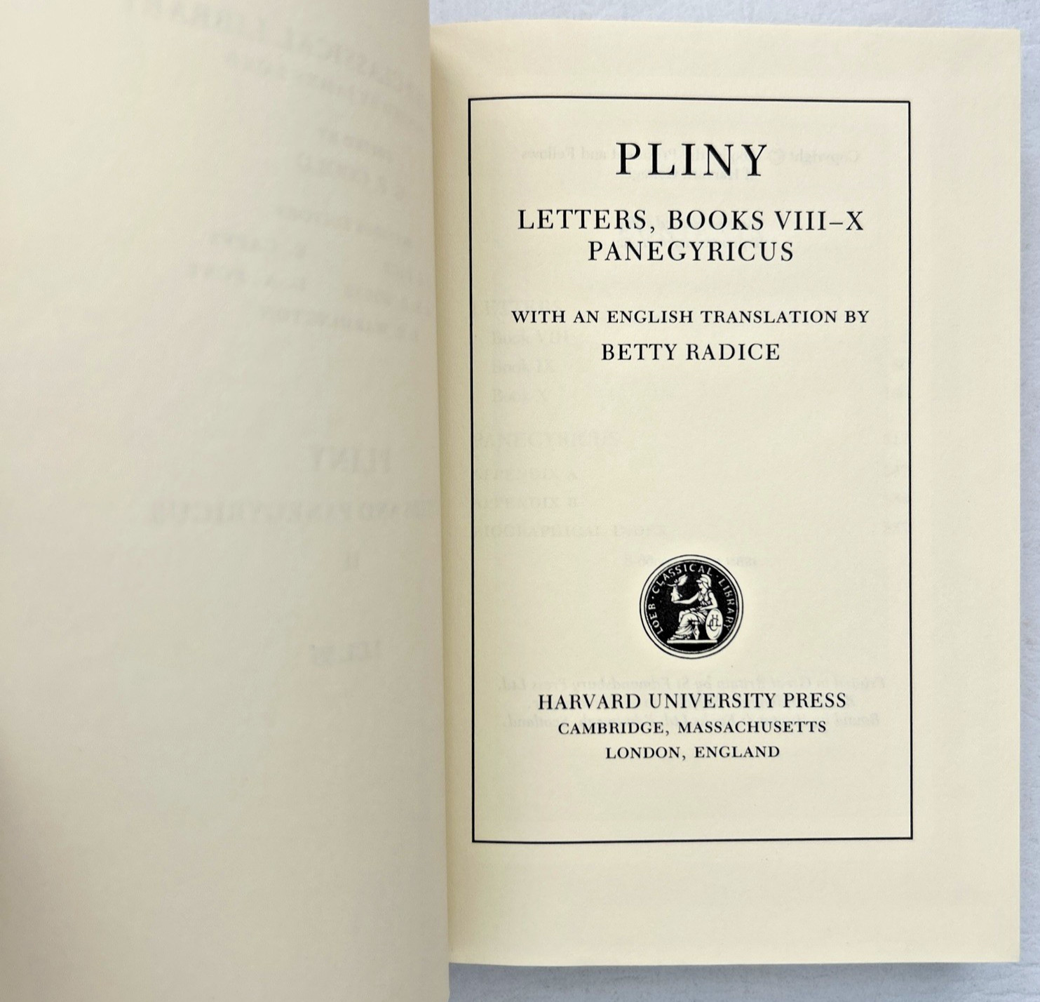 Loeb Classical Library: Pliny Letters & Panegyricus Complete 2 Volume Set
