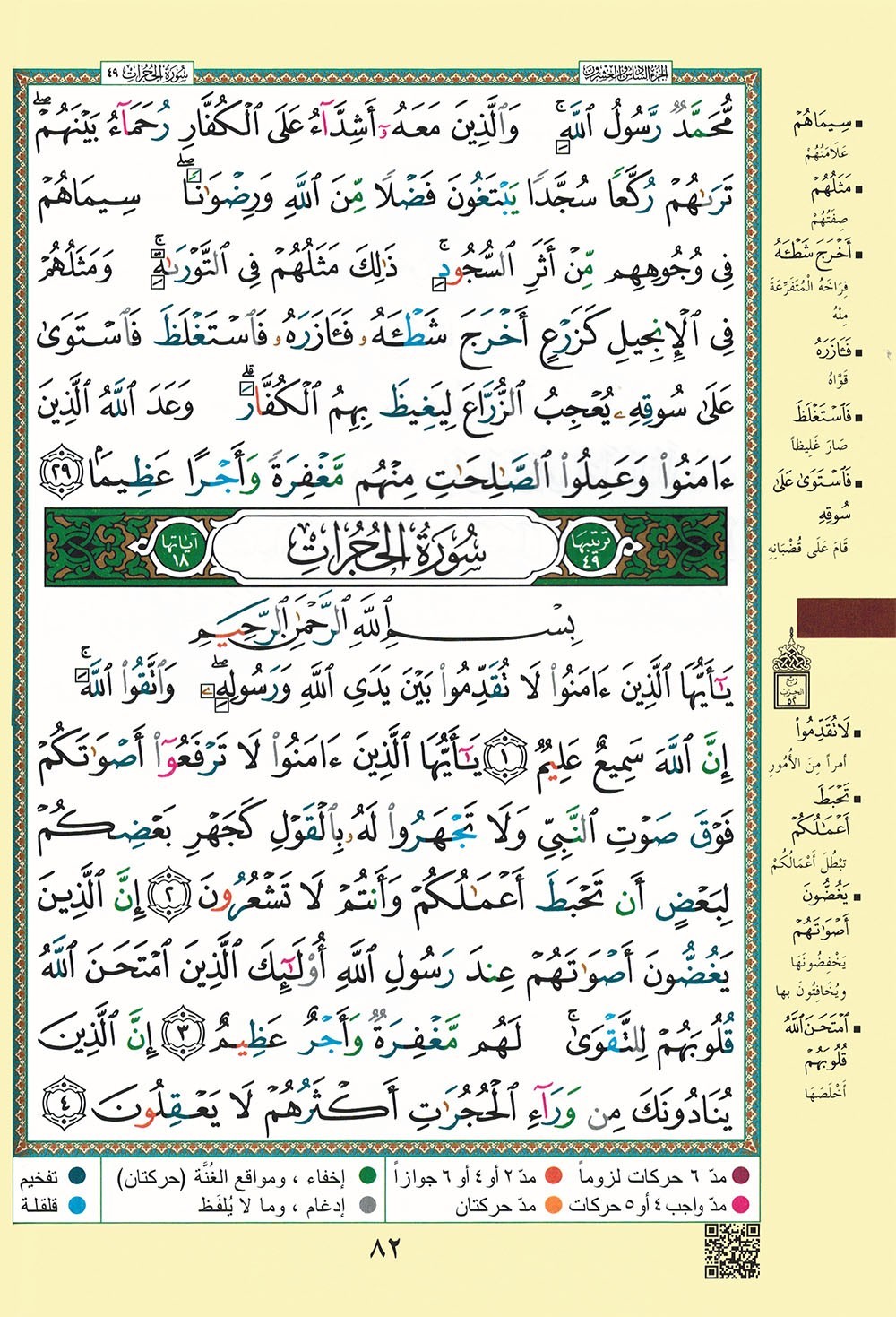 Tajweed Quran – Rub’ Yaseen – Color-Coded Letters – Arabic – QR – 7×9.5 in