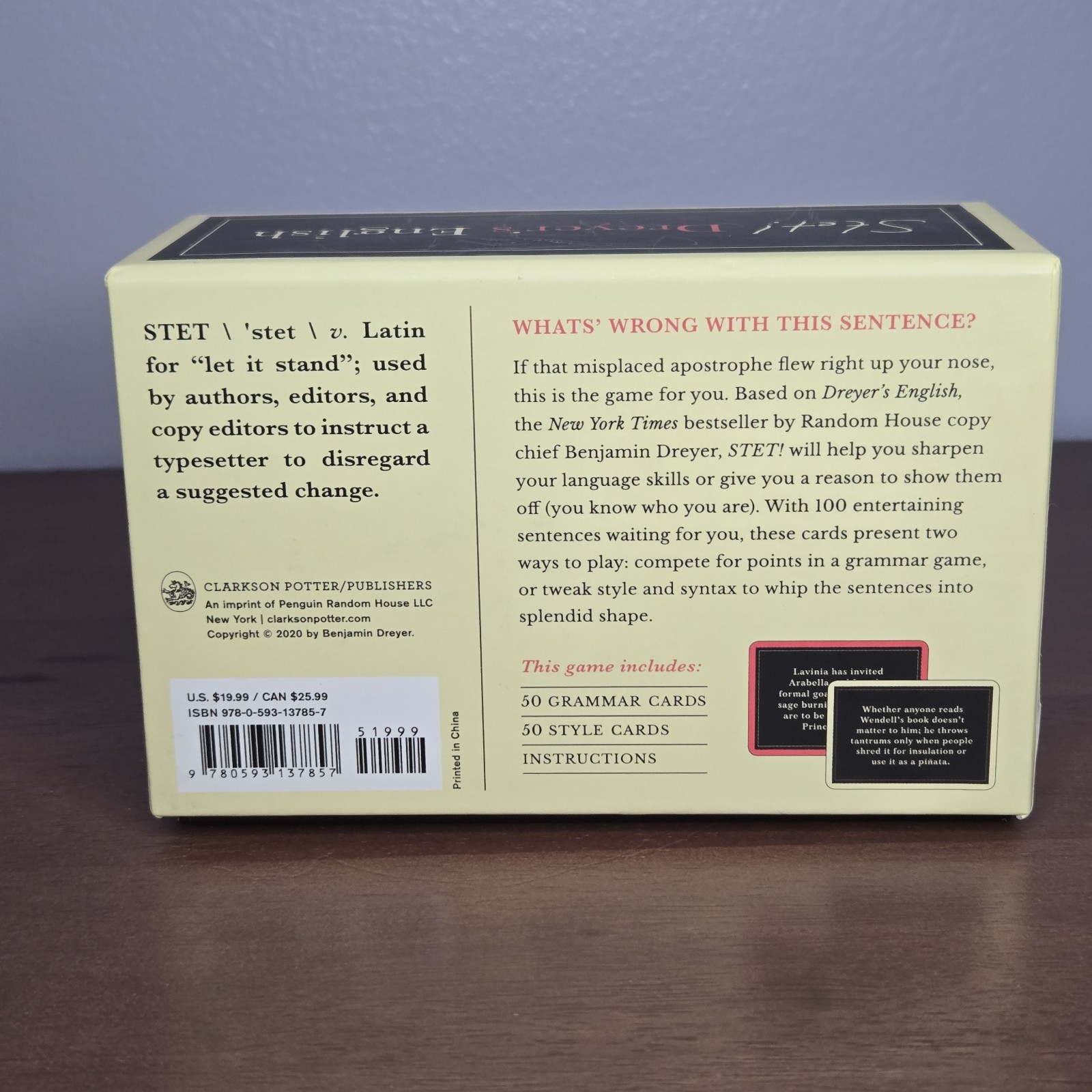STET! Dreyer’s English : A Game for Language Lovers – Grammar Trivia Card Game