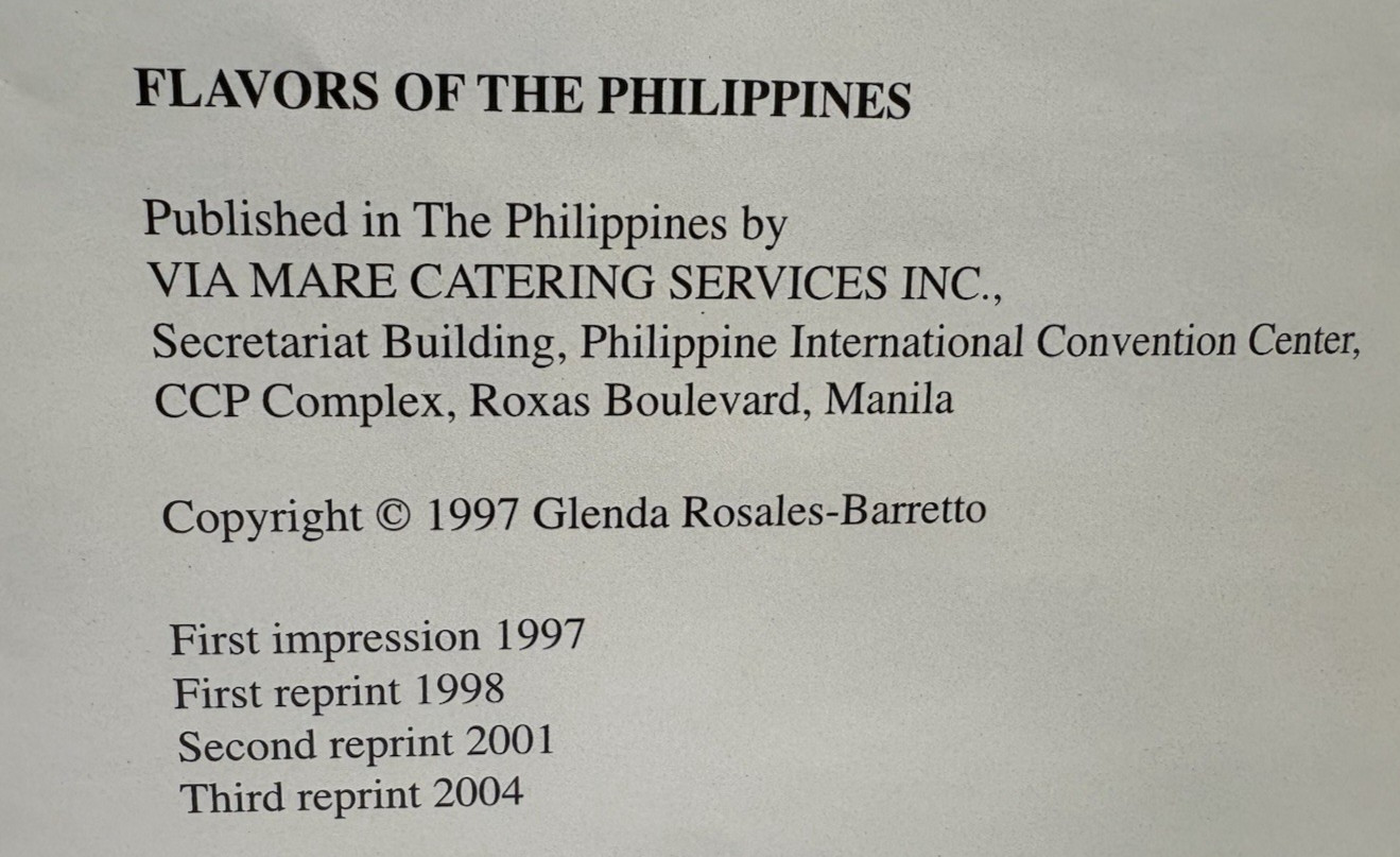 Flavors of the Philippines by Glenda Rosales-Barretto, 2004 3rd Reprint