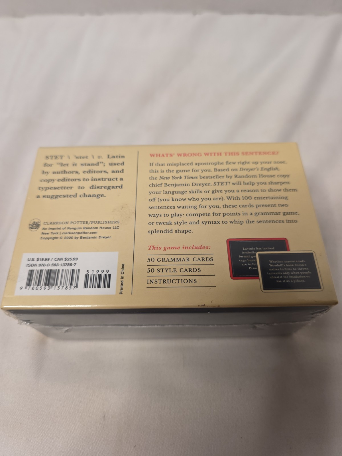 STET! Dreyer’s English : A Game for Language Lovers, Grammar Geeks Brand New