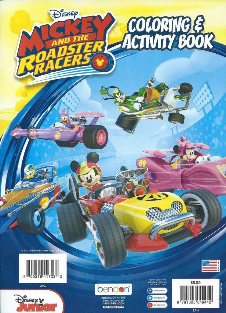 224 Page Disney Mickey Race Coloring Book Stickers Children’s Boys Kids