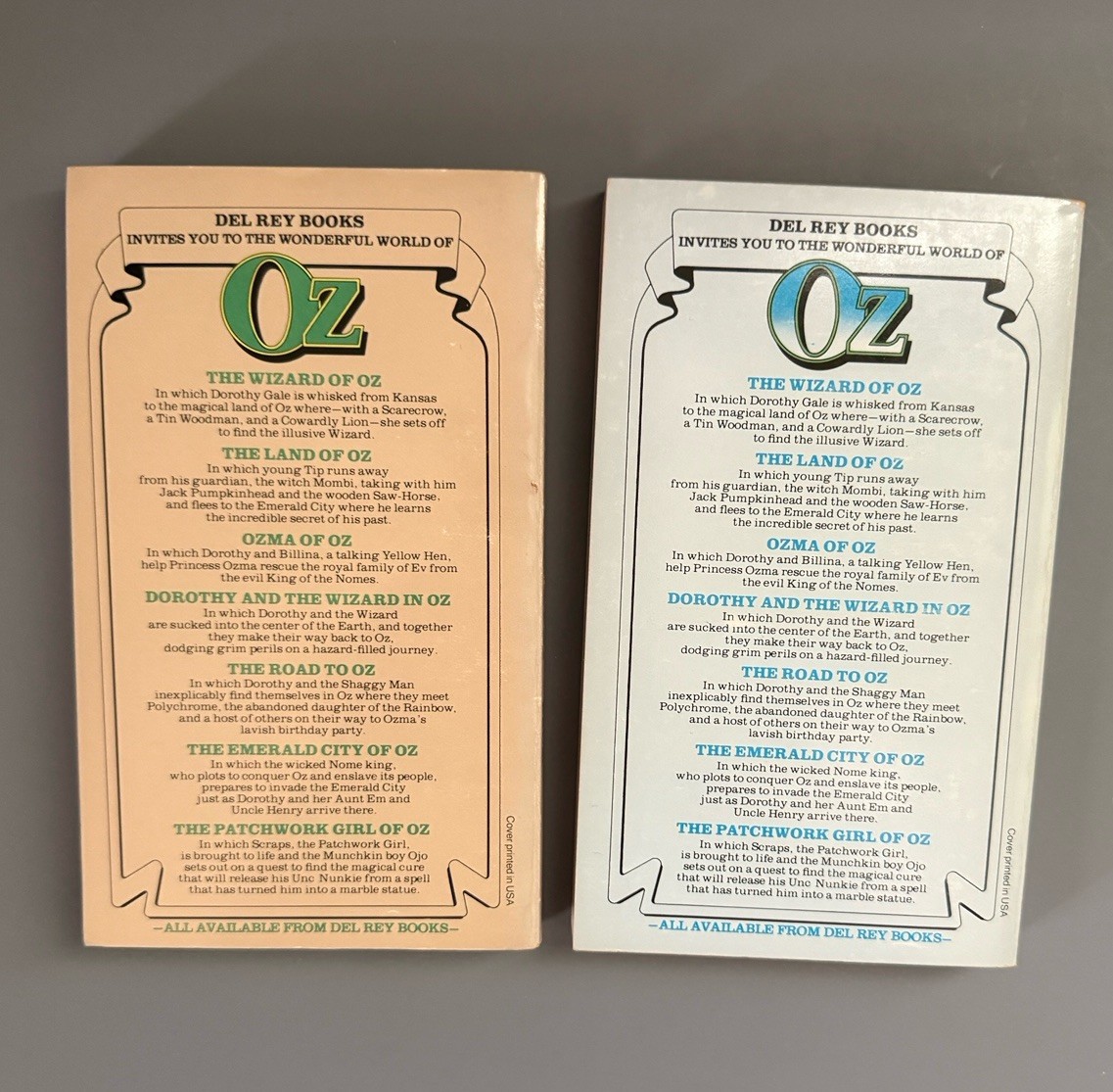 Series 1-7 Frank L Baum Wizard Of Oz Books Del Rey Paperbacks 1979 Ballantine