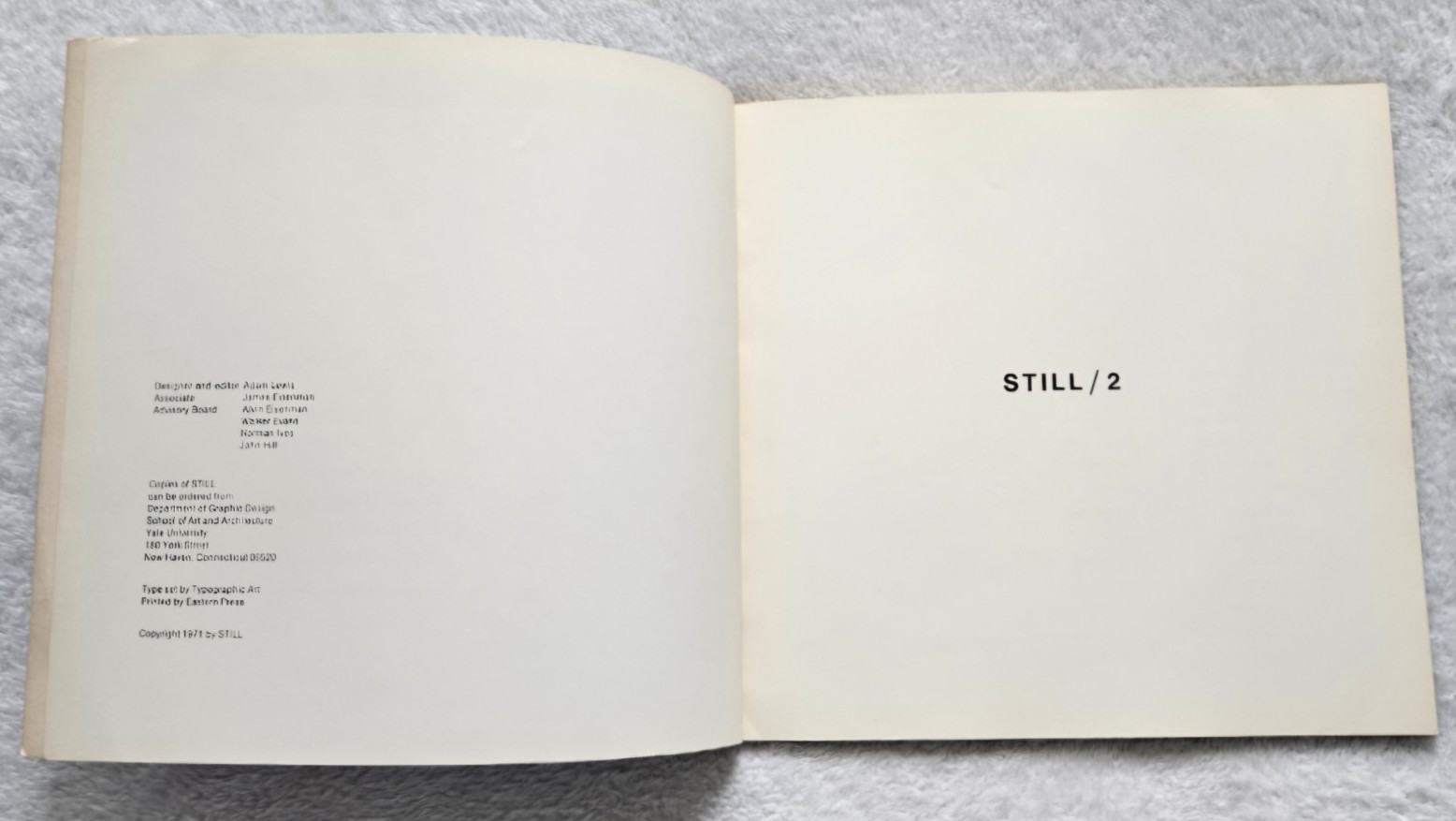 Book STILL/2 1971 Yale University Walker Evans vintage art photography softcover
