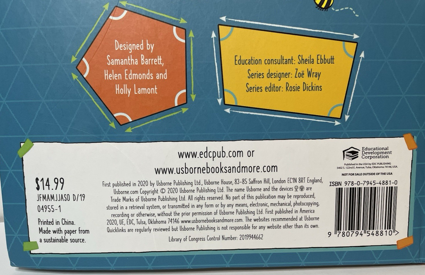 Usborne Math Shapes Lift-the-Flap Hardcover Ages 4-8 Activity Book Illustrated