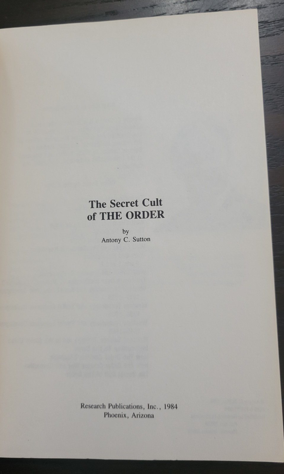 The Secret Cult of THE ORDER – Antony C. Sutton