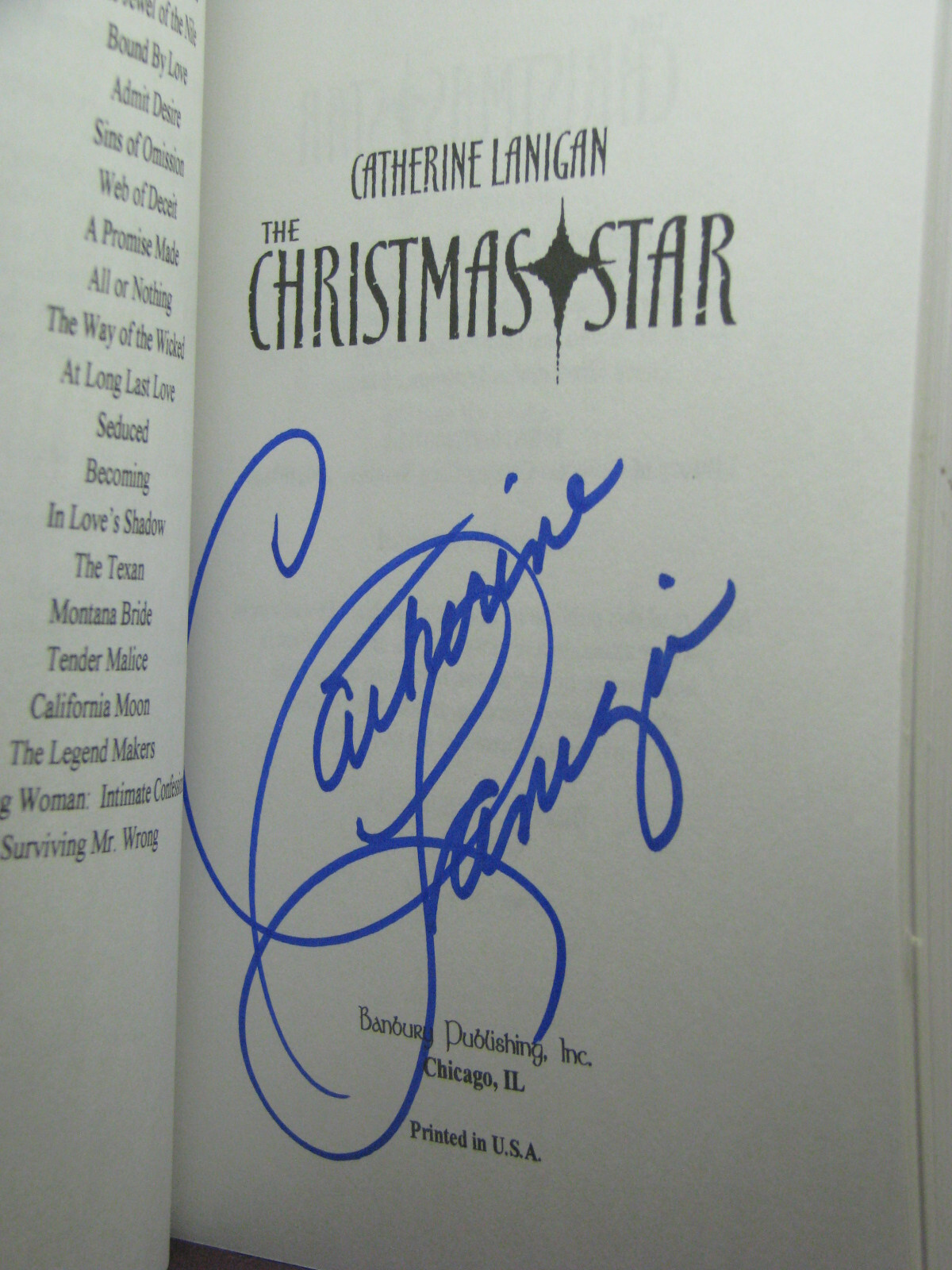 signed by author, The Christmas Star by Catherine Lanigan (2002,TPB) romance