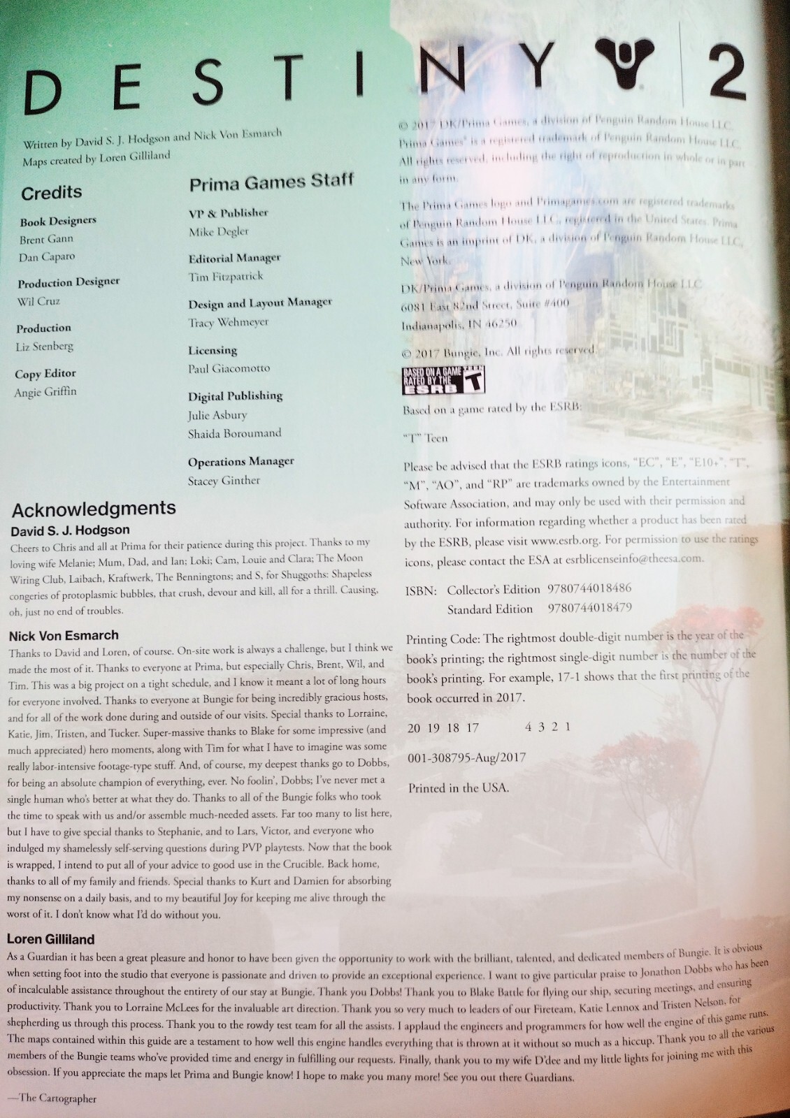 2017 Destiny 2 Prima Collectors Edition Guide Hardcover Guardian Book 352 Pages