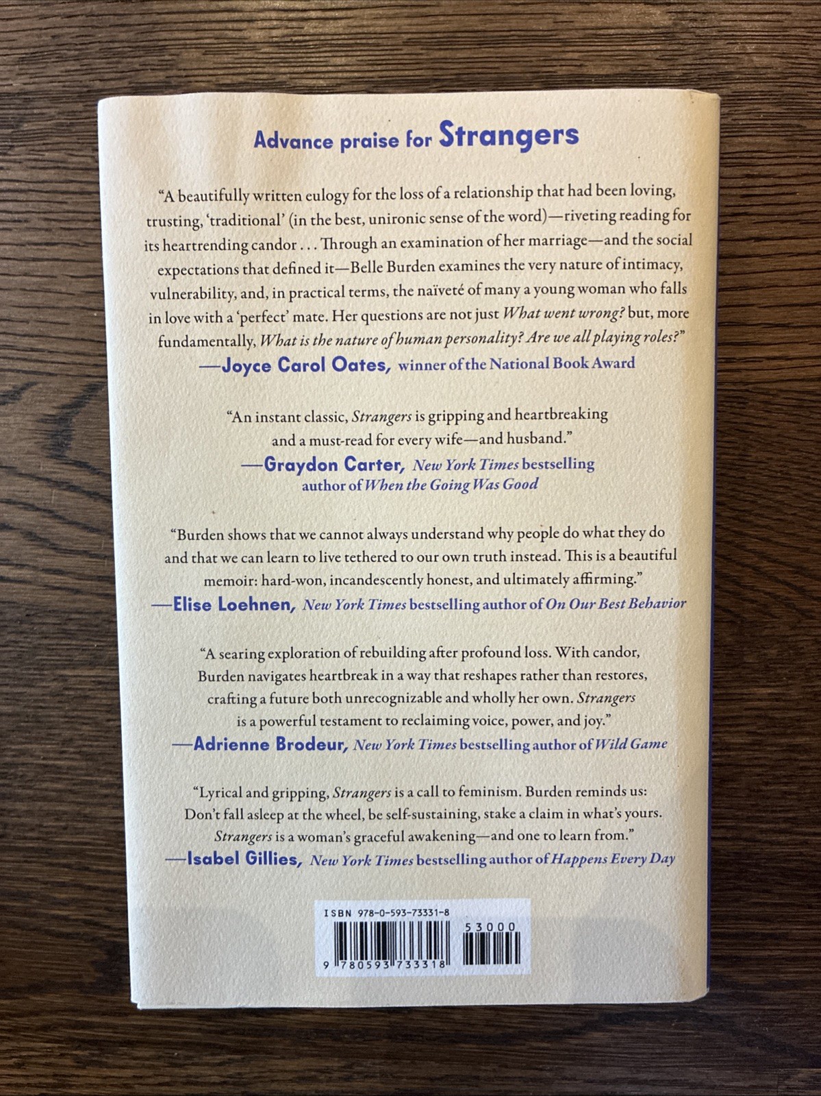 Strangers by Belle Burden A Memoir Of Marriage Hardcover