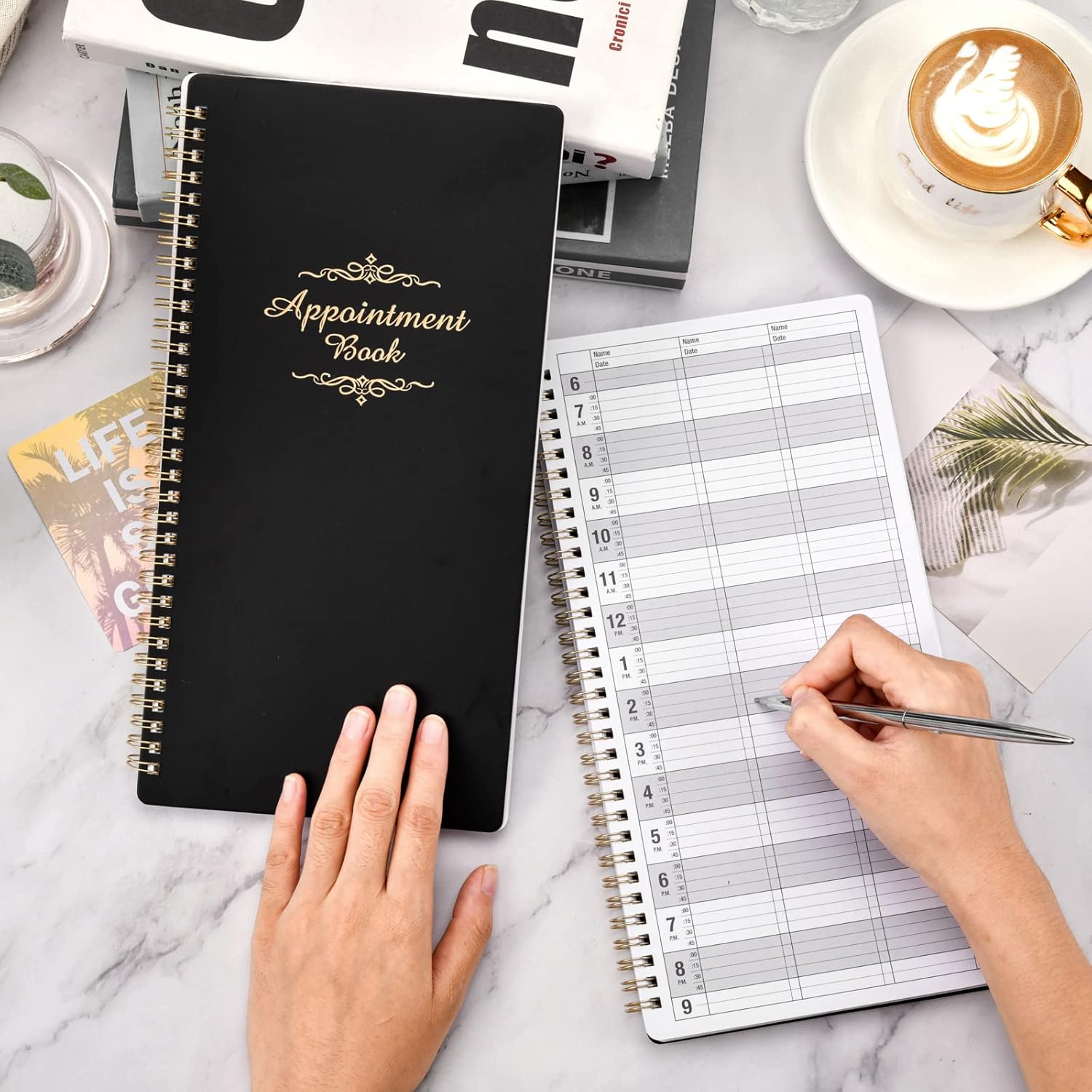 Salon Appointment Book – 15 Min Increments, 3 Cols, 200 Pages, 6.1” X 11.54”,