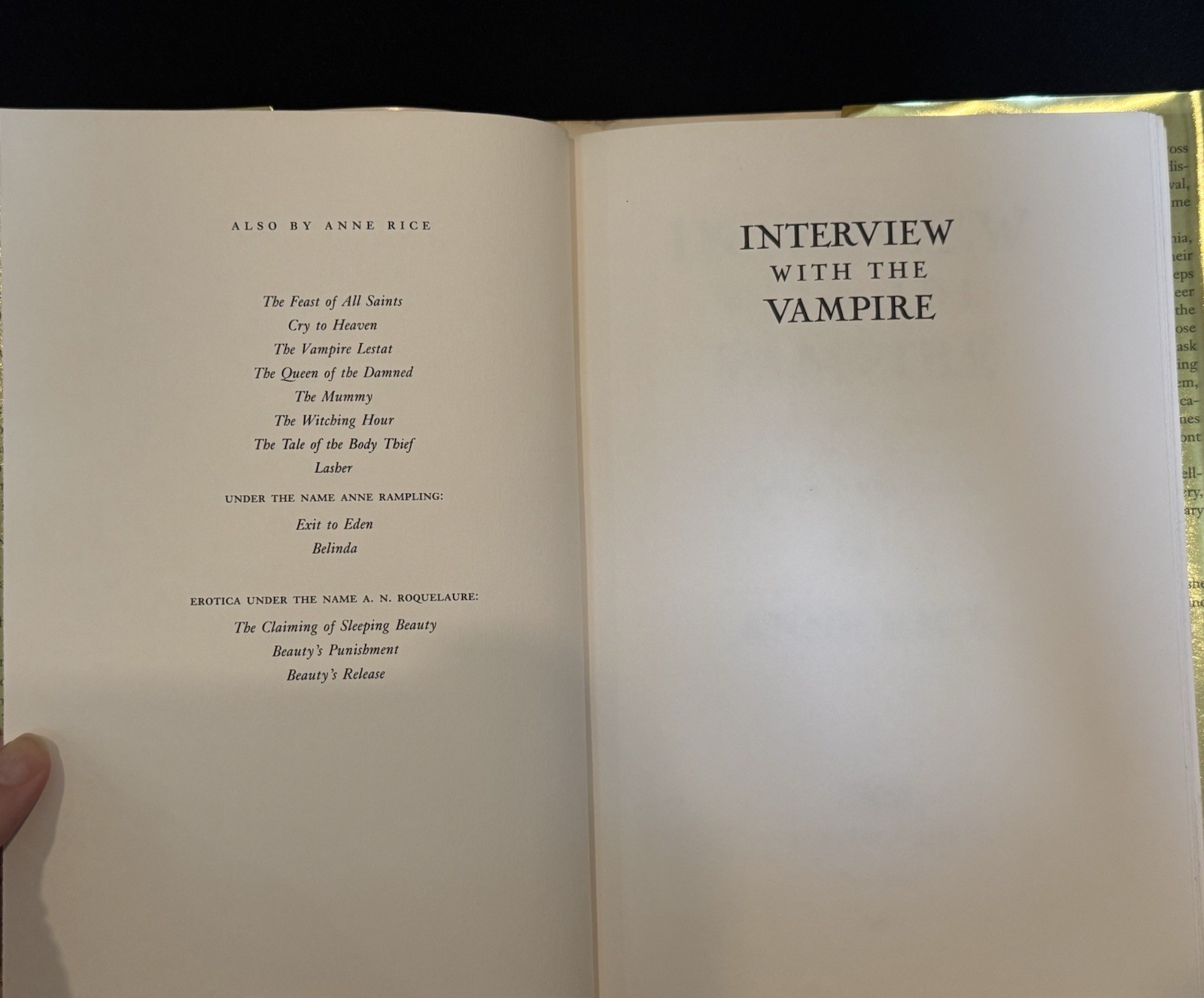 INTERVIEW WITH THE VAMPIRE Anne Rice 1993 1st edition 6th printing HC/DJ VG