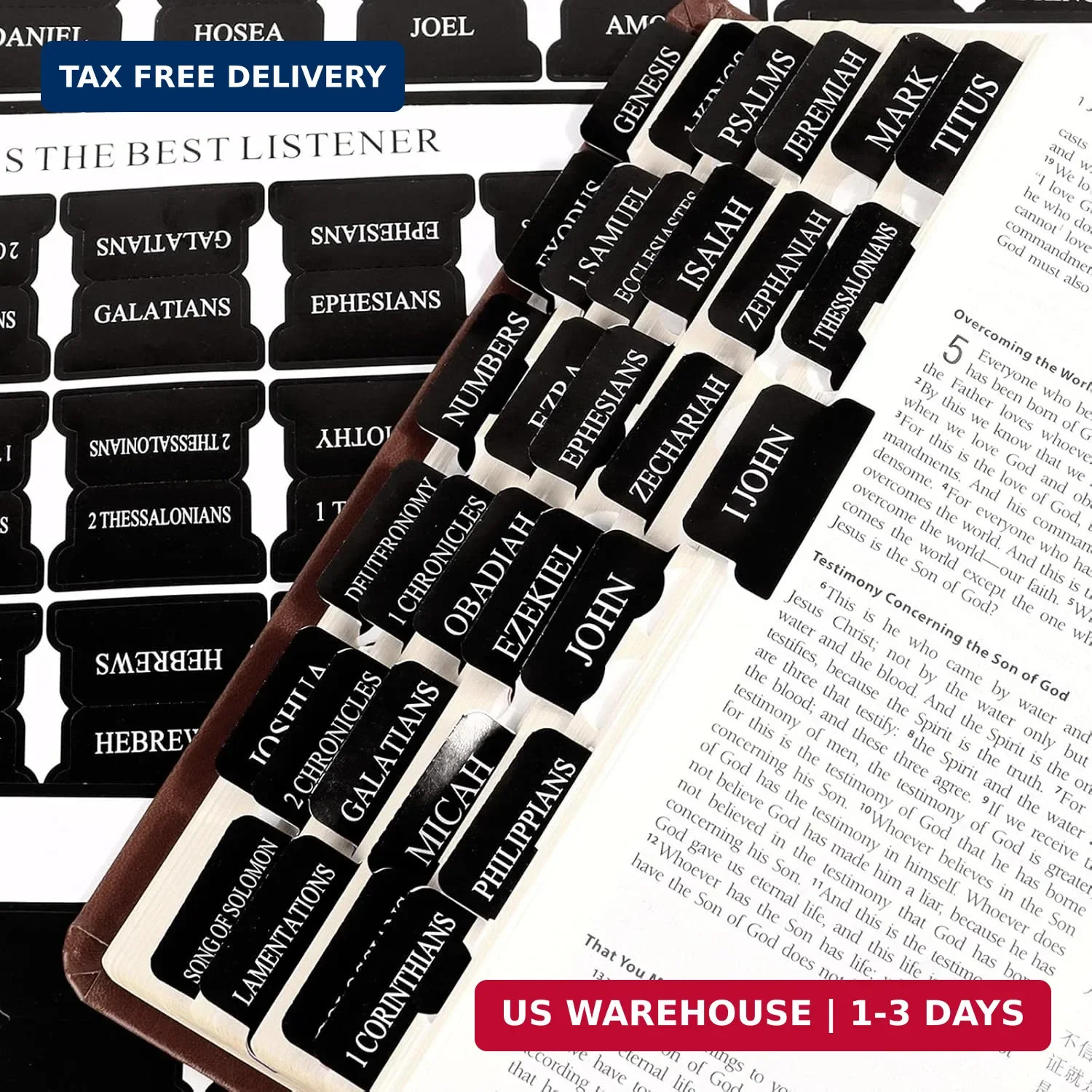 Bible Tabs for Men, 90 Pieces Large Print Small Bible Bookmarks Index Tabs Study
