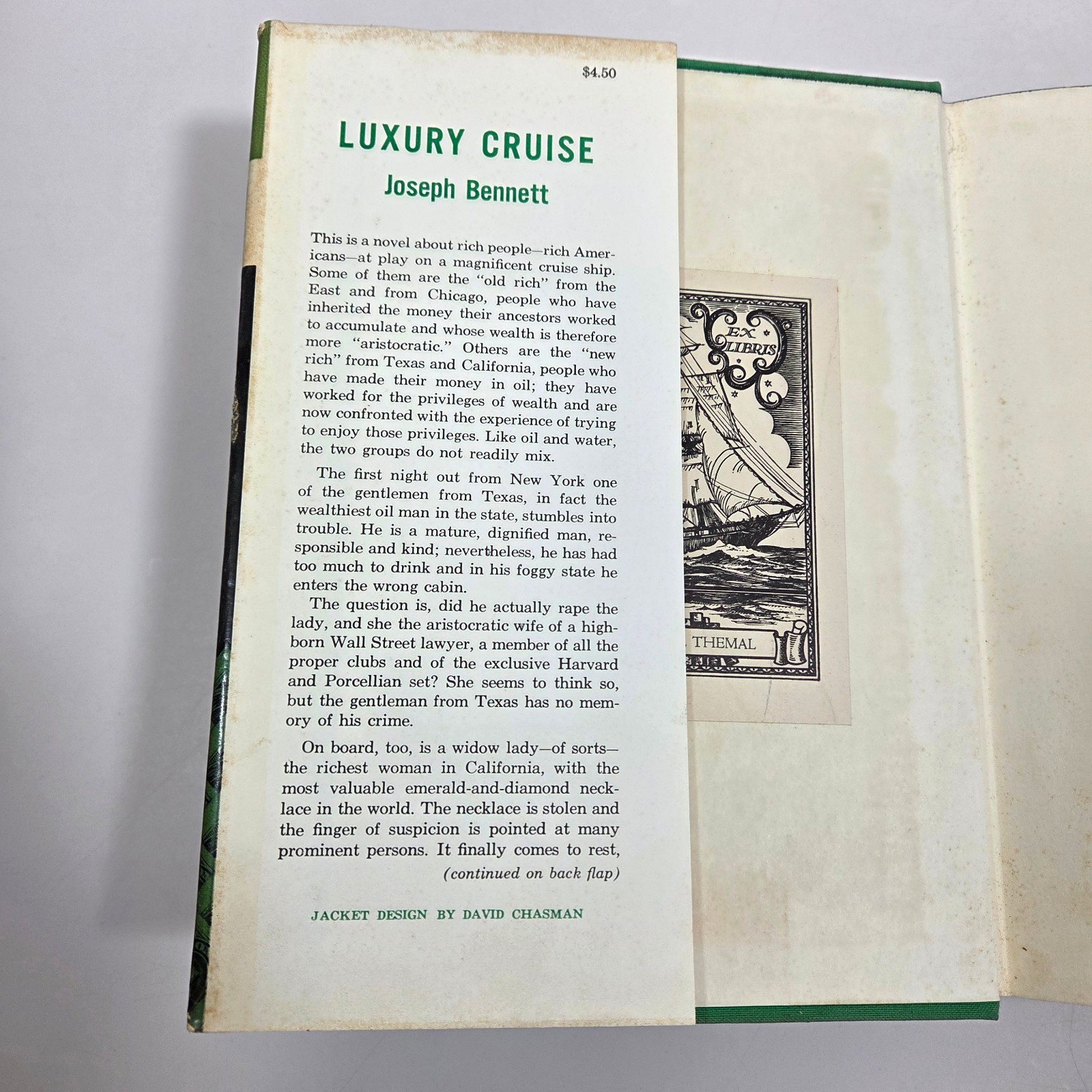 SIGNED Luxury Cruise Joseph Bennett 1962 HC DJ First Edition 1st Printing