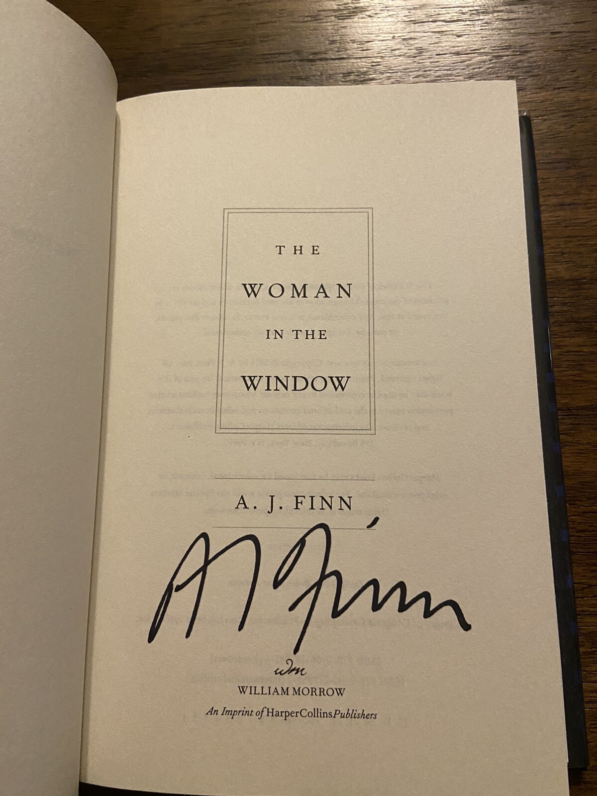 SIGNED The Woman in the Window By A.J. Finn 1st Printing First Edition 2018 HCDJ