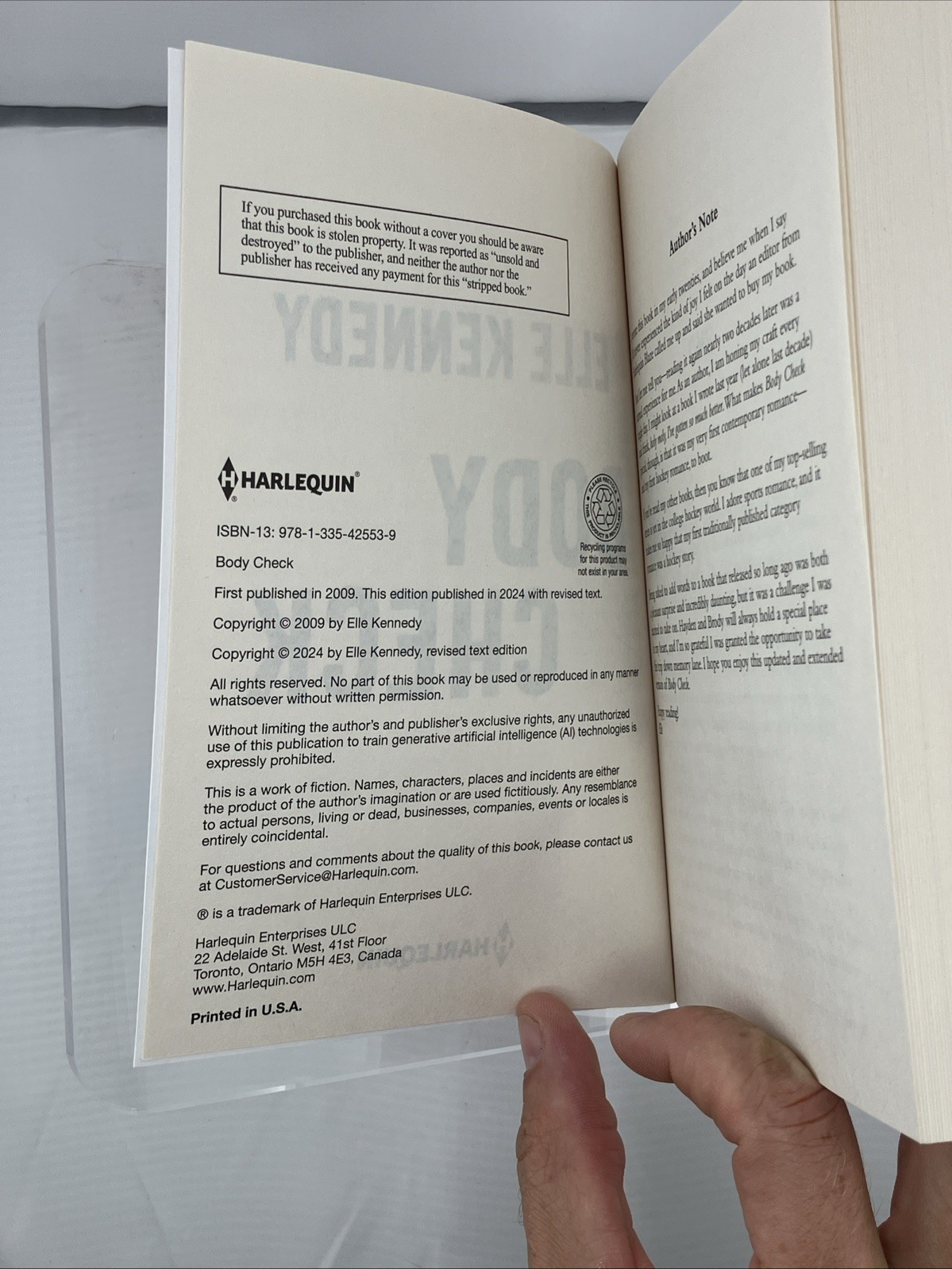 SIGNED Body Check (TPB) by Elle Kennedy with Stickers