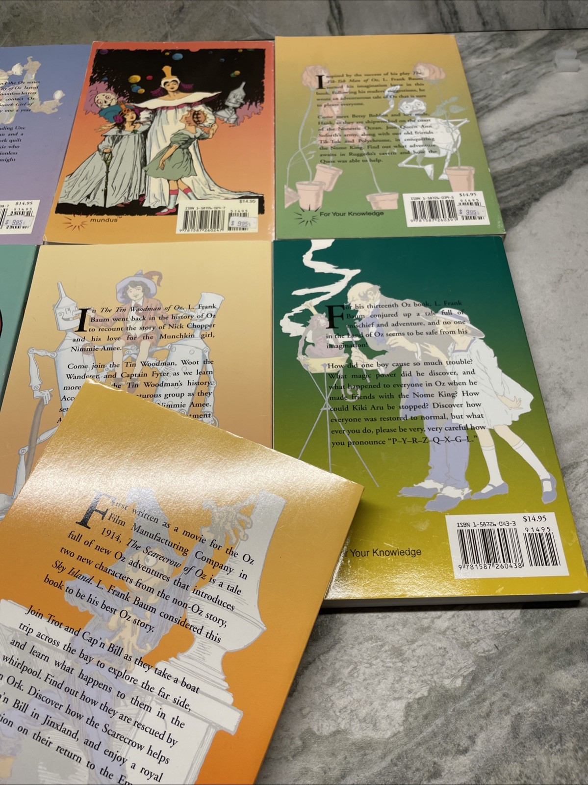 7 Wizard of Oz Books by L. Frank Baum Softcover Magic of Oz Tik Tok 2002
