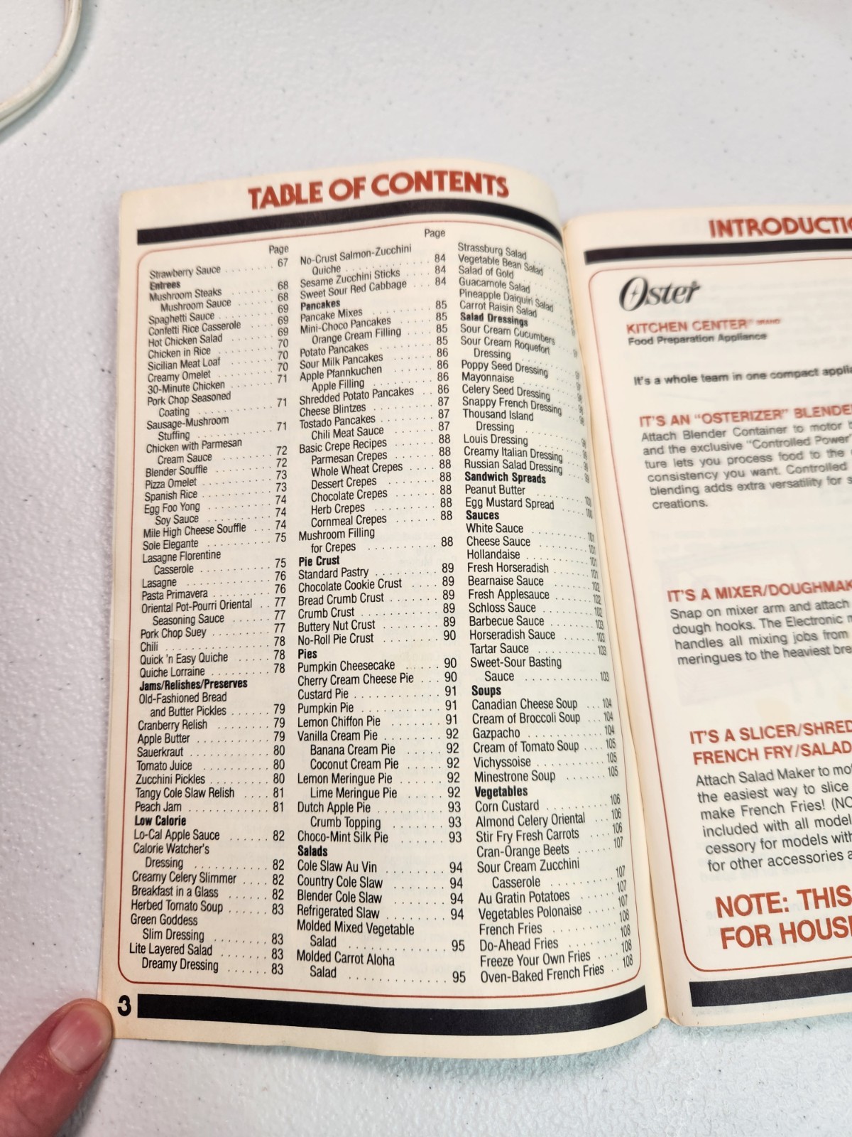 Vintage Oster Kitchen Center Recipes Instructions Booklet. 110 Pages . 1988