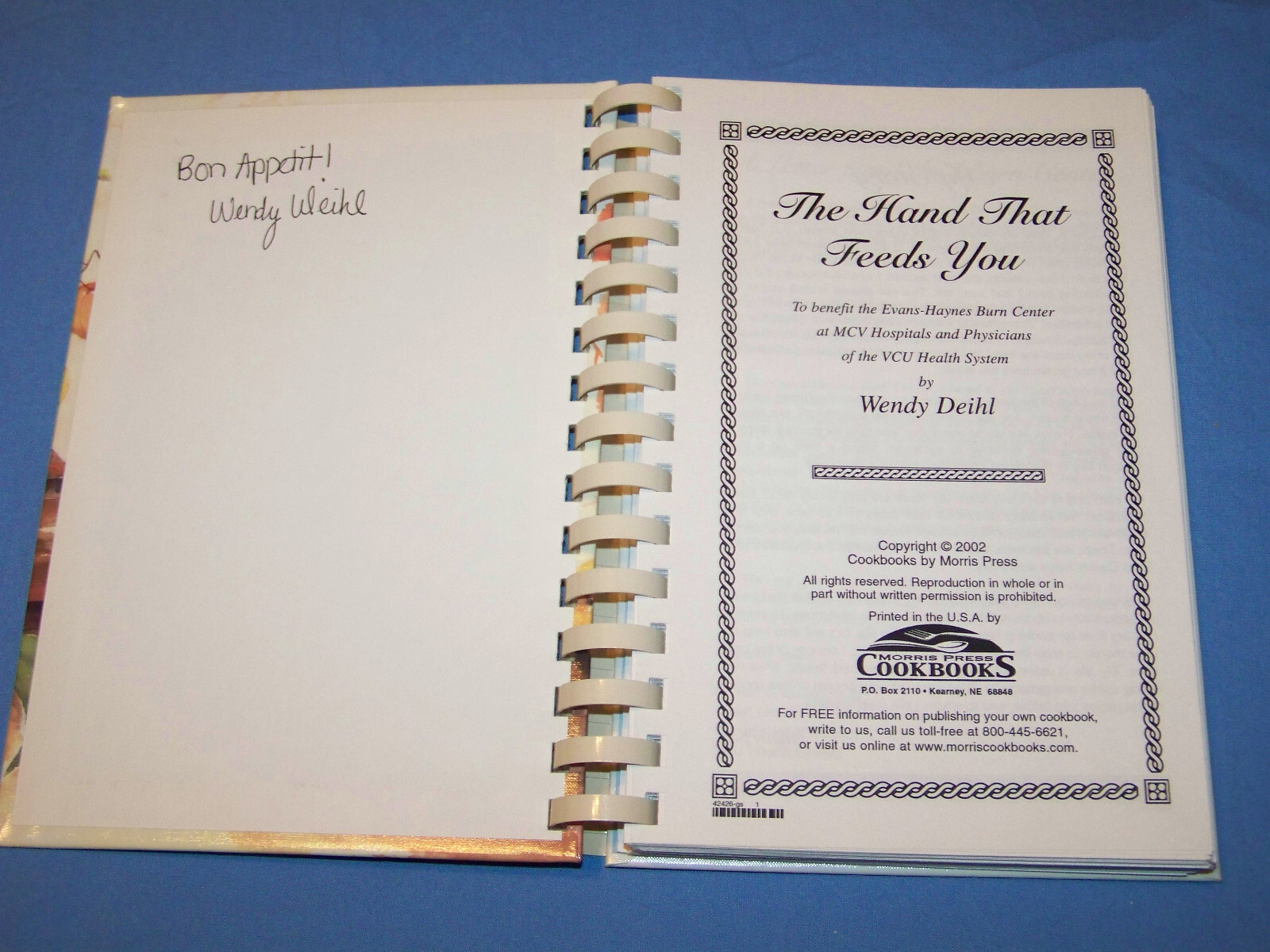 VCU Evans-Haynes Burn Center Cookbook Richmond VA 2002 Virginia