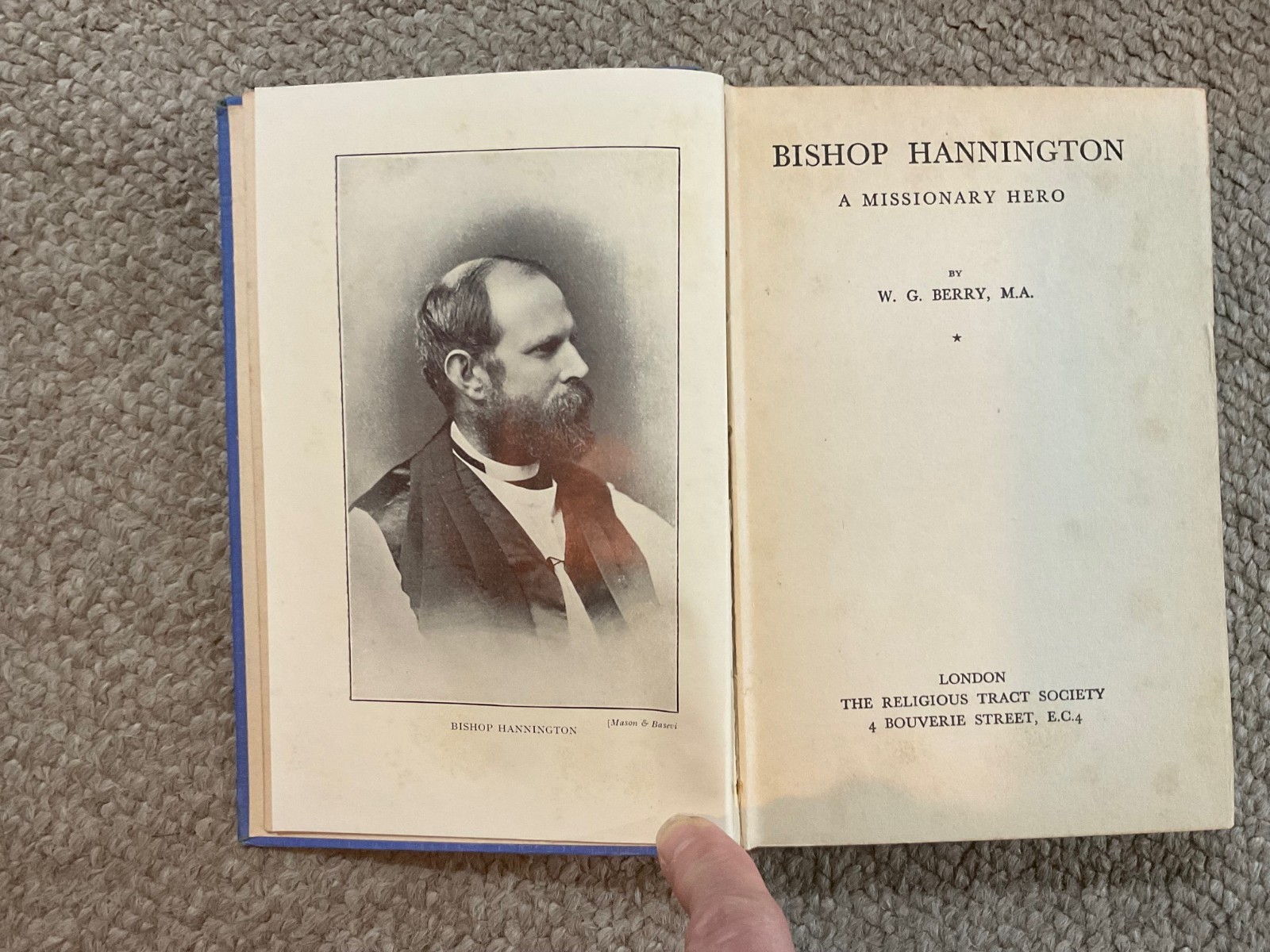 vintage Bishop Hannington book . missionary hero . W G Berry M.A. . 184 pages