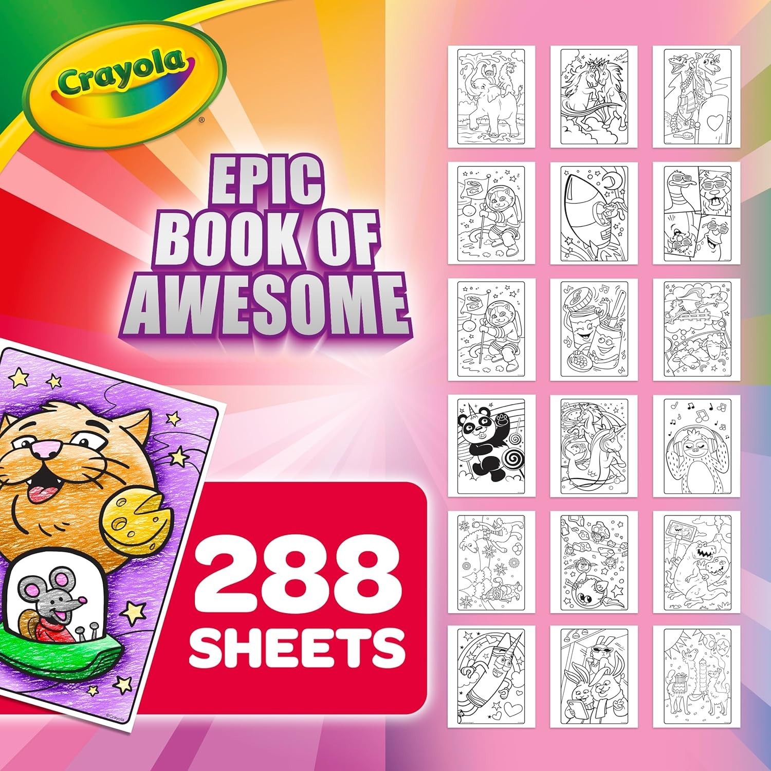 Giant Epic Coloring Book with 288 Pages & Foil Stickers for Creative Kids
