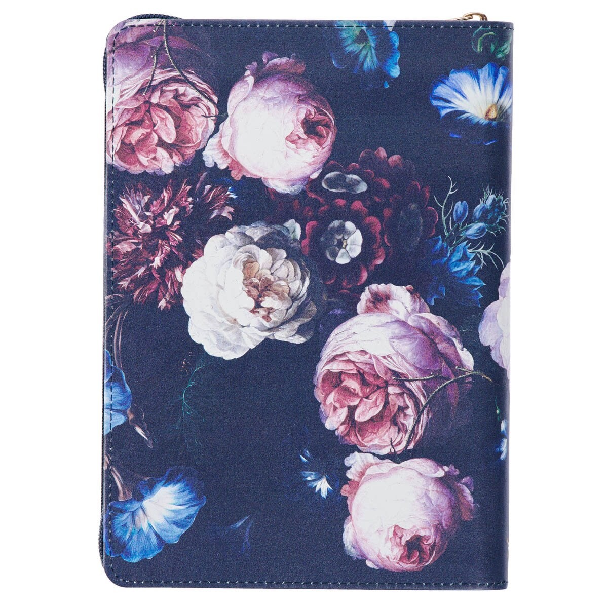 Navy Blue Vegan Leather Zipped Journal, Inspirational Women’s Notebook Be Still