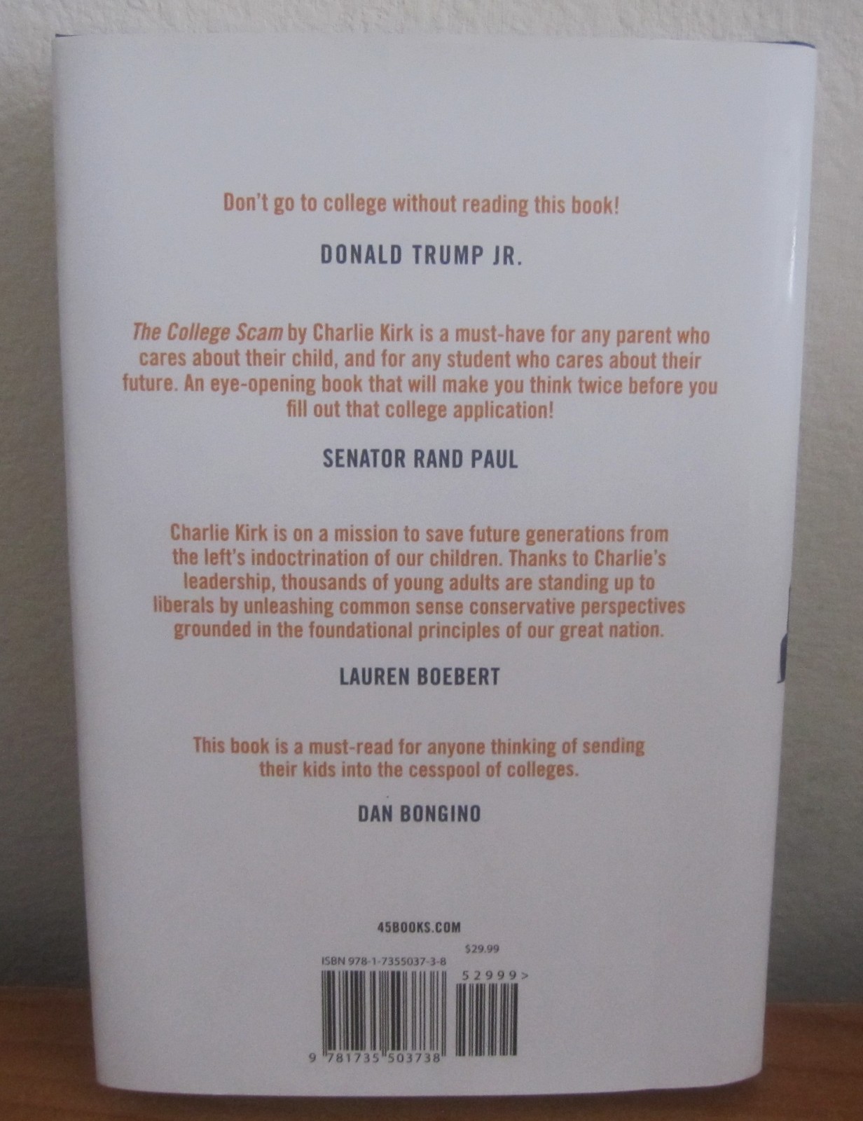 THE COLLEGE SCAM by CHARLIE KIRK HCDJ 1st / 1st SIGNED