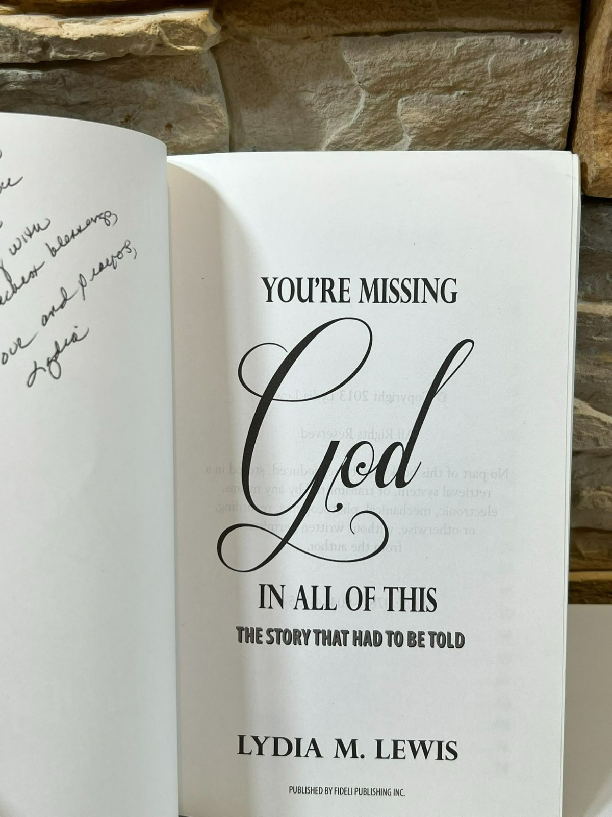 You’re Missing God in All of This by Lydia M. Lewis 2013 PB Christian Story Book