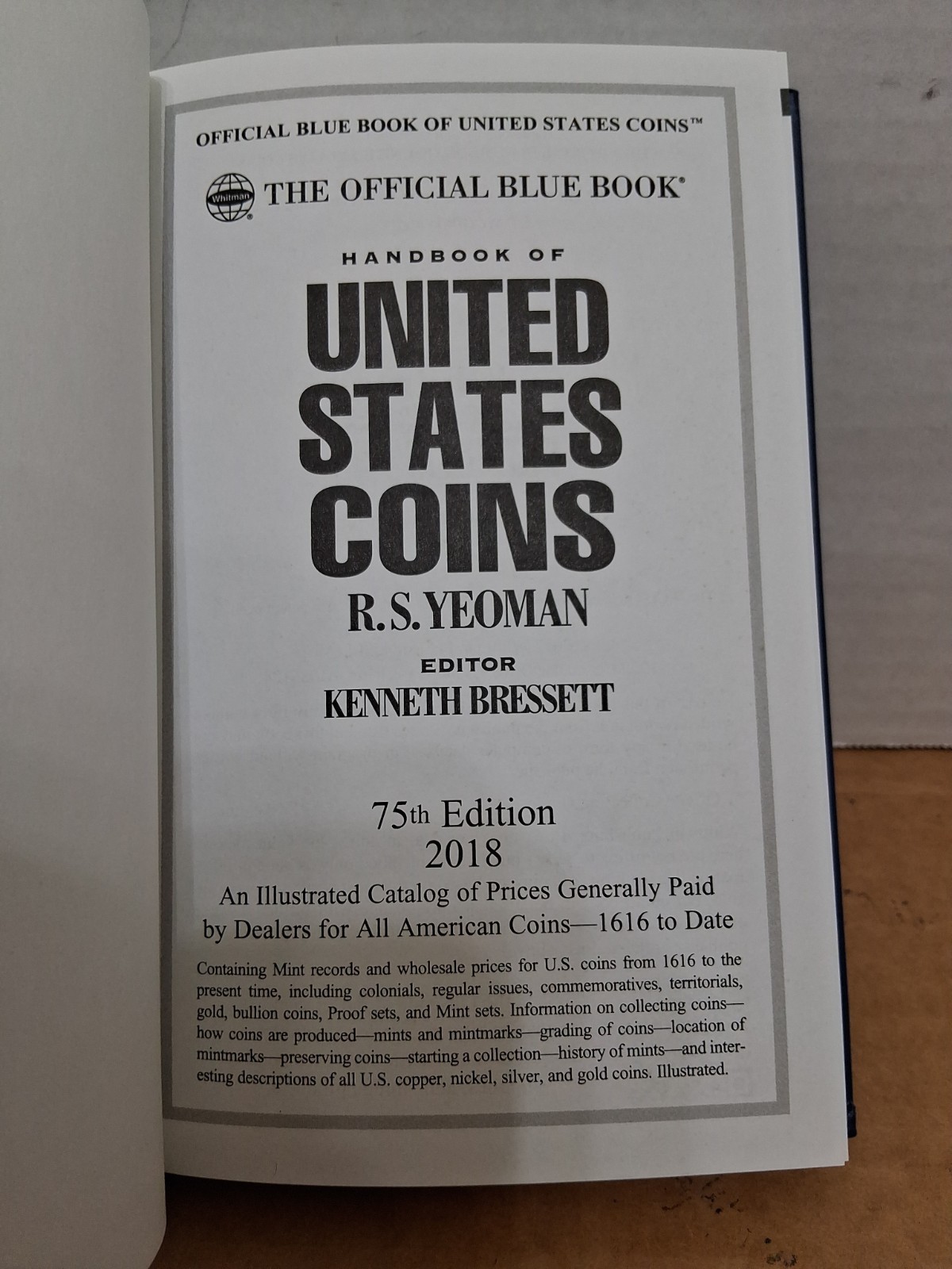 Blue Book – Handbook of United States Coins – 75th Edition *2018 w/Premium Lists