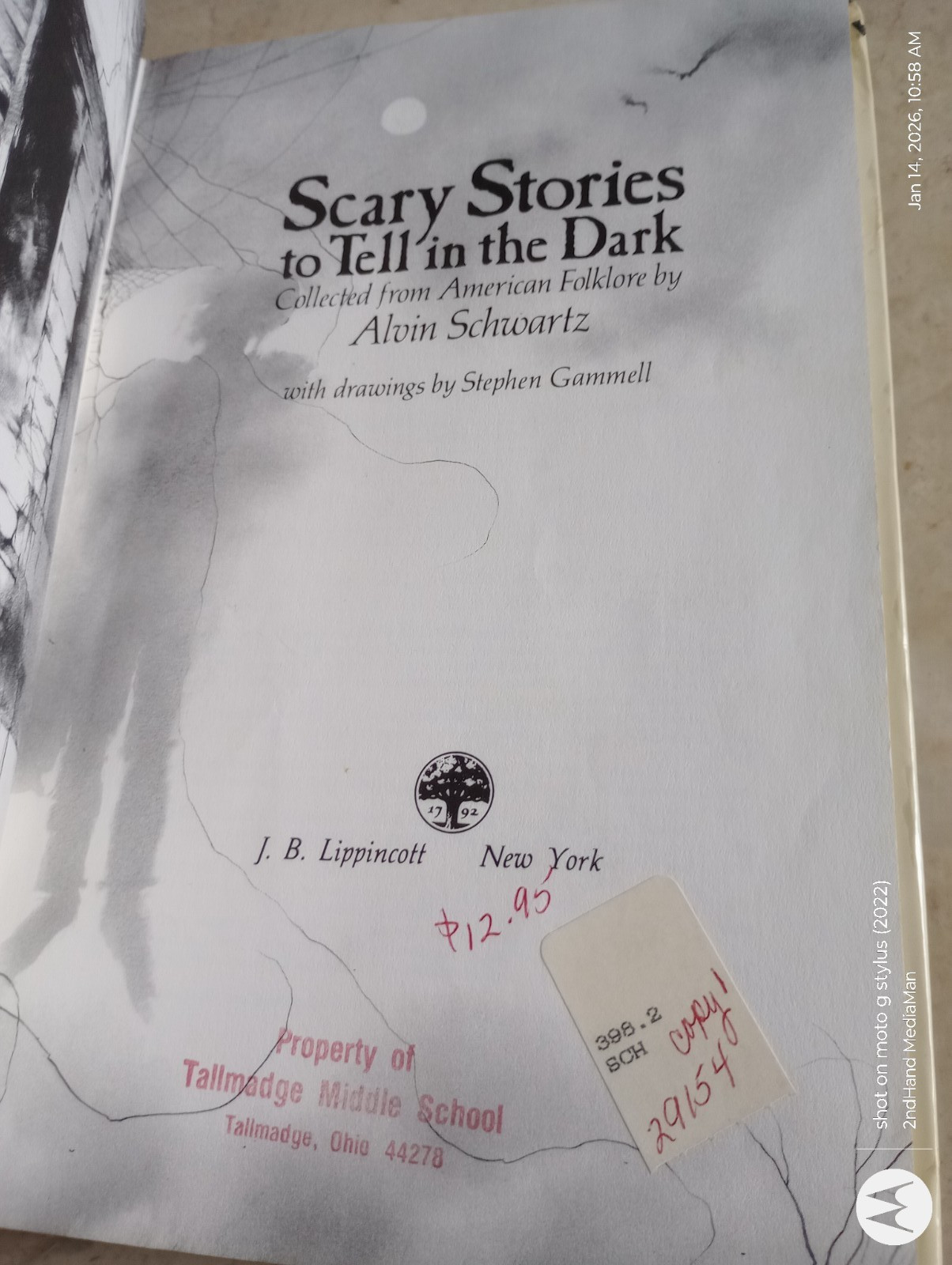 1981 1ST/9TH SCARY STORIES TO TELL IN THE DARK ALVIN SCHWARTZ HC/HARDCOVER BOOK