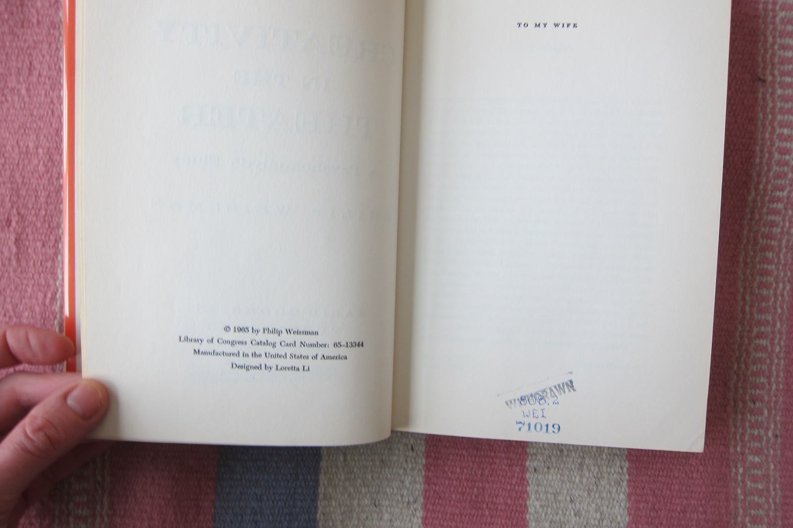 Vintage 1965 Creativity In The Theater A Psychoanalytic Study Philip Weissman HC