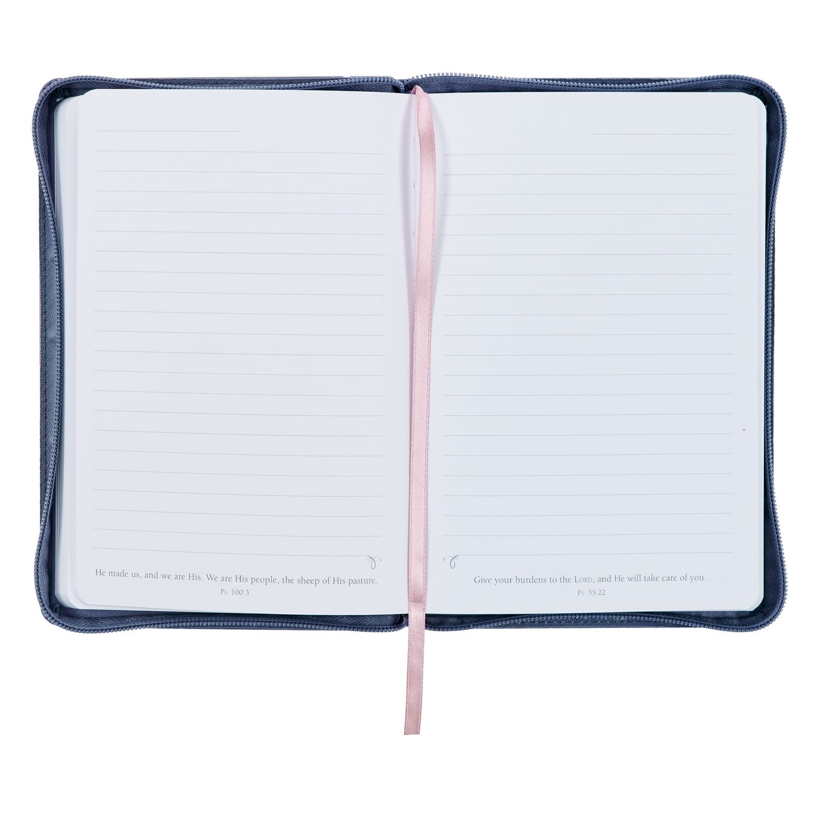 Navy Blue Vegan Leather Zipped Journal, Inspirational Women’s Notebook Be Still