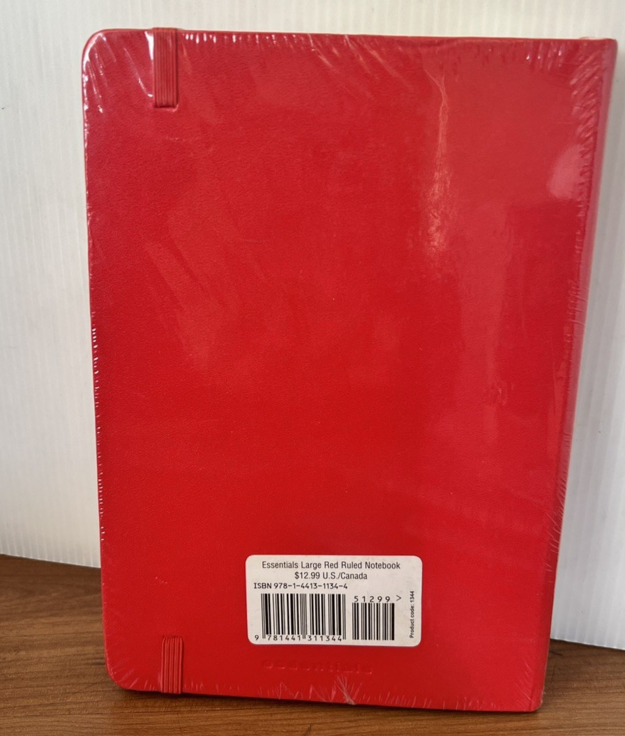 New ESSENTIALS ruled Notebook Journal A5 size 5.5 x 8 inches Elastic Band RED