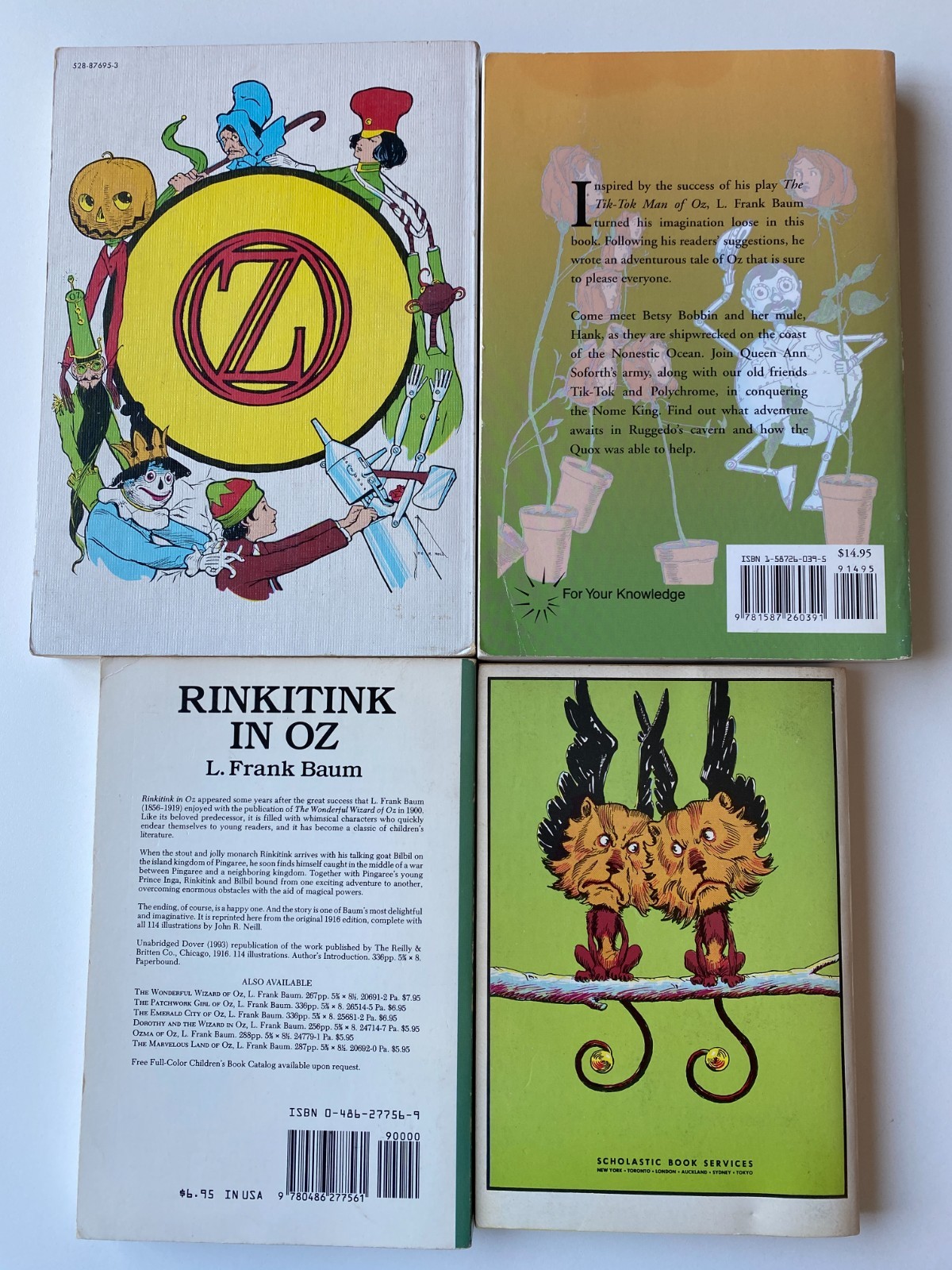 OZ LOT 4~Baum~LAND OZ~TIK-TOK~MAGIC~RINKITINK~pbs~Rand McNally~Dover~For Knowldg